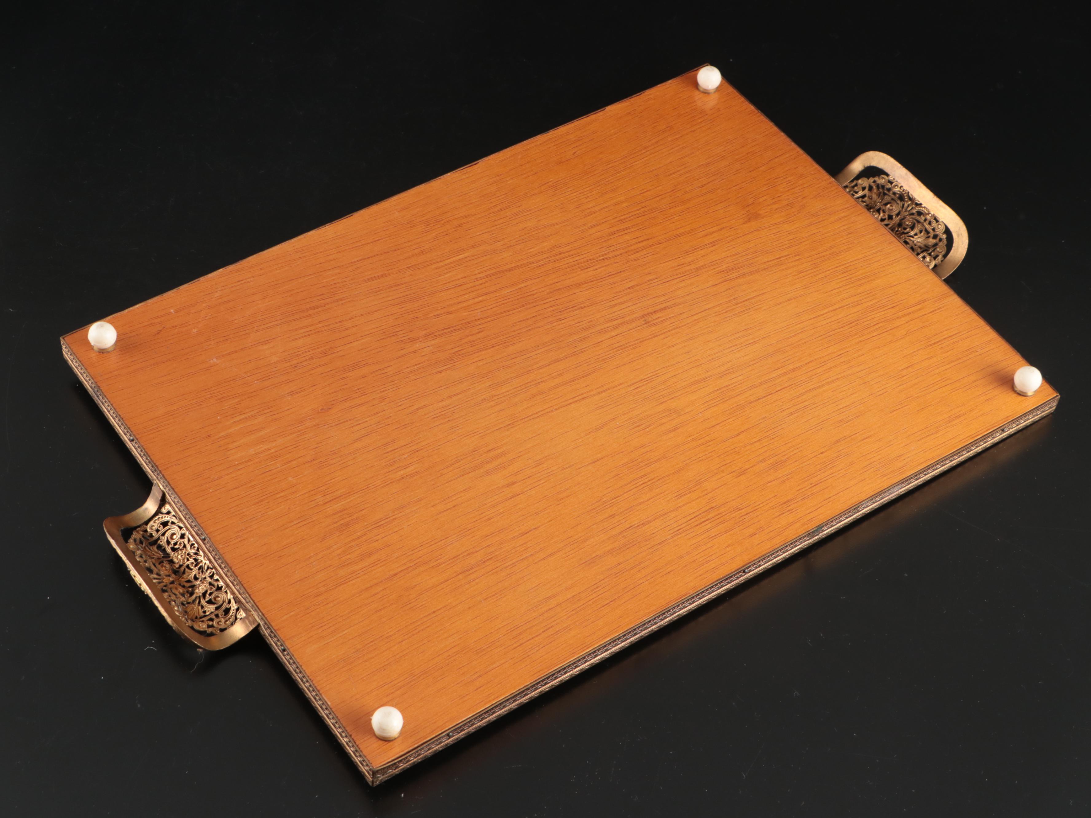 Capodimonte Porcelain Bell, Crystal Bell, Mirrored Tray, and Other Table Décor