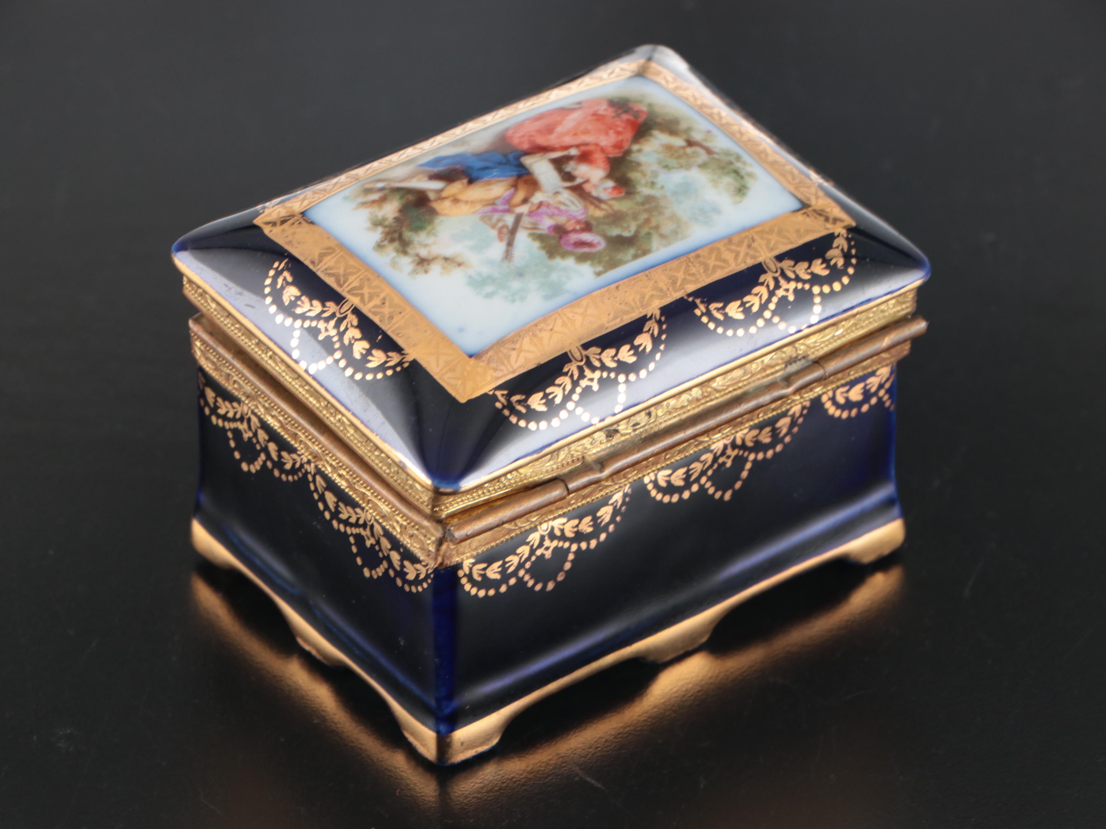 Capodimonte Porcelain Bell, Crystal Bell, Mirrored Tray, and Other Table Décor