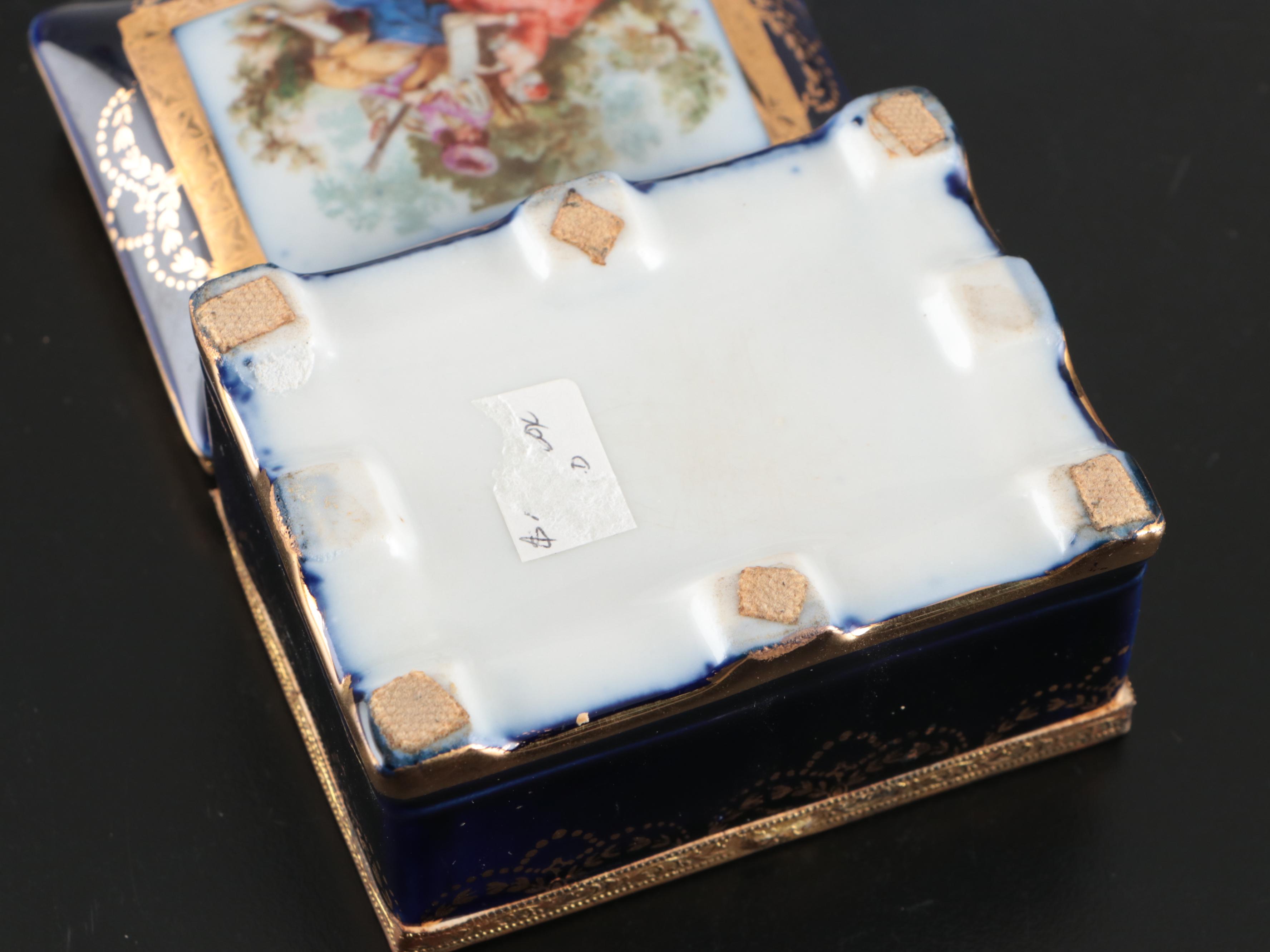 Capodimonte Porcelain Bell, Crystal Bell, Mirrored Tray, and Other Table Décor