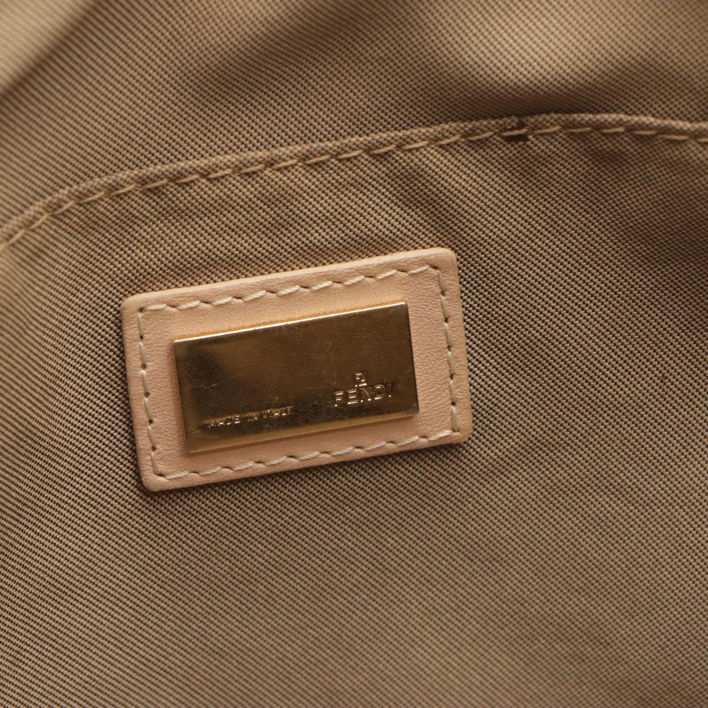 Fendi Handbag in Beige Zucchino Jacquard Canvas and Leather