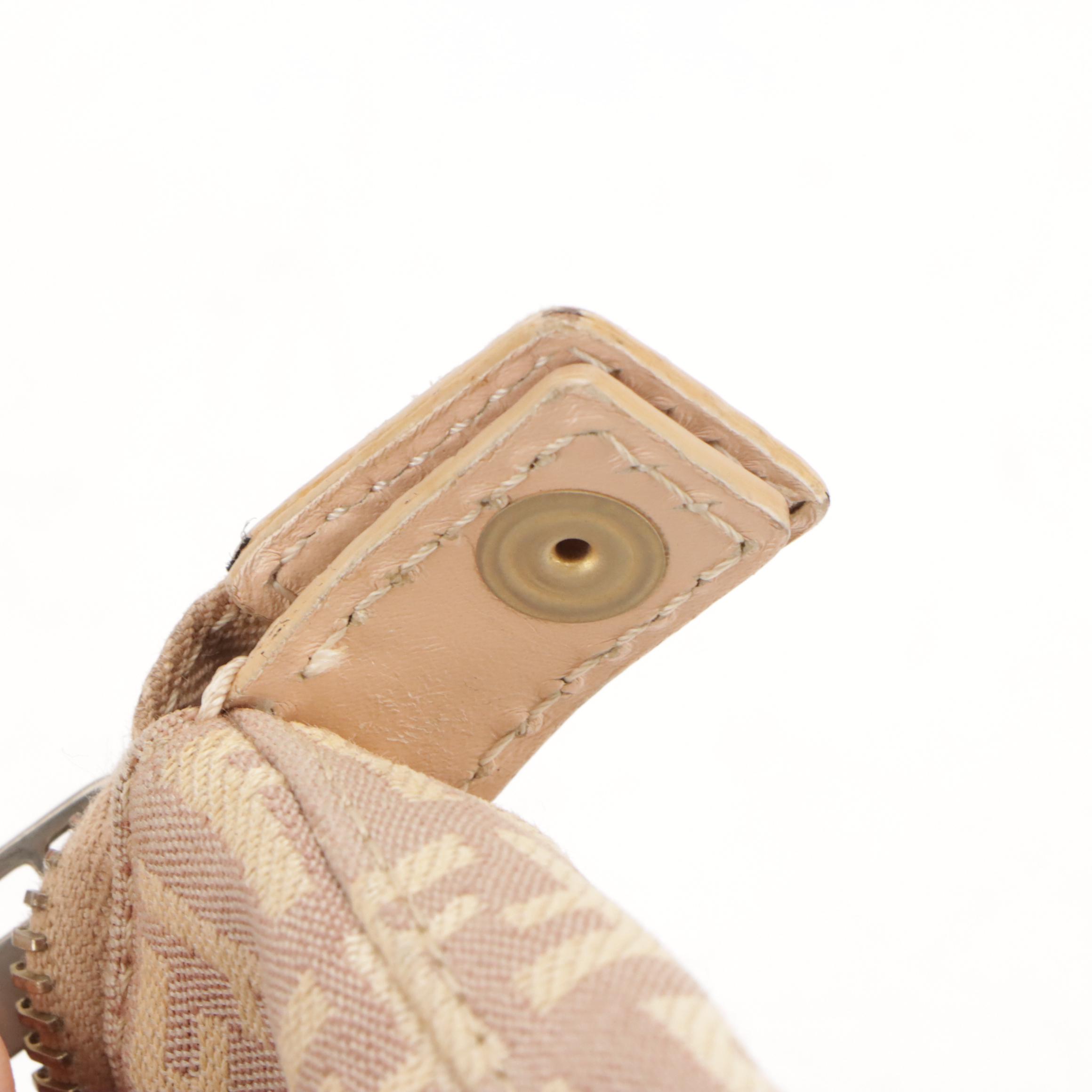 Fendi Handbag in Beige Zucchino Jacquard Canvas and Leather