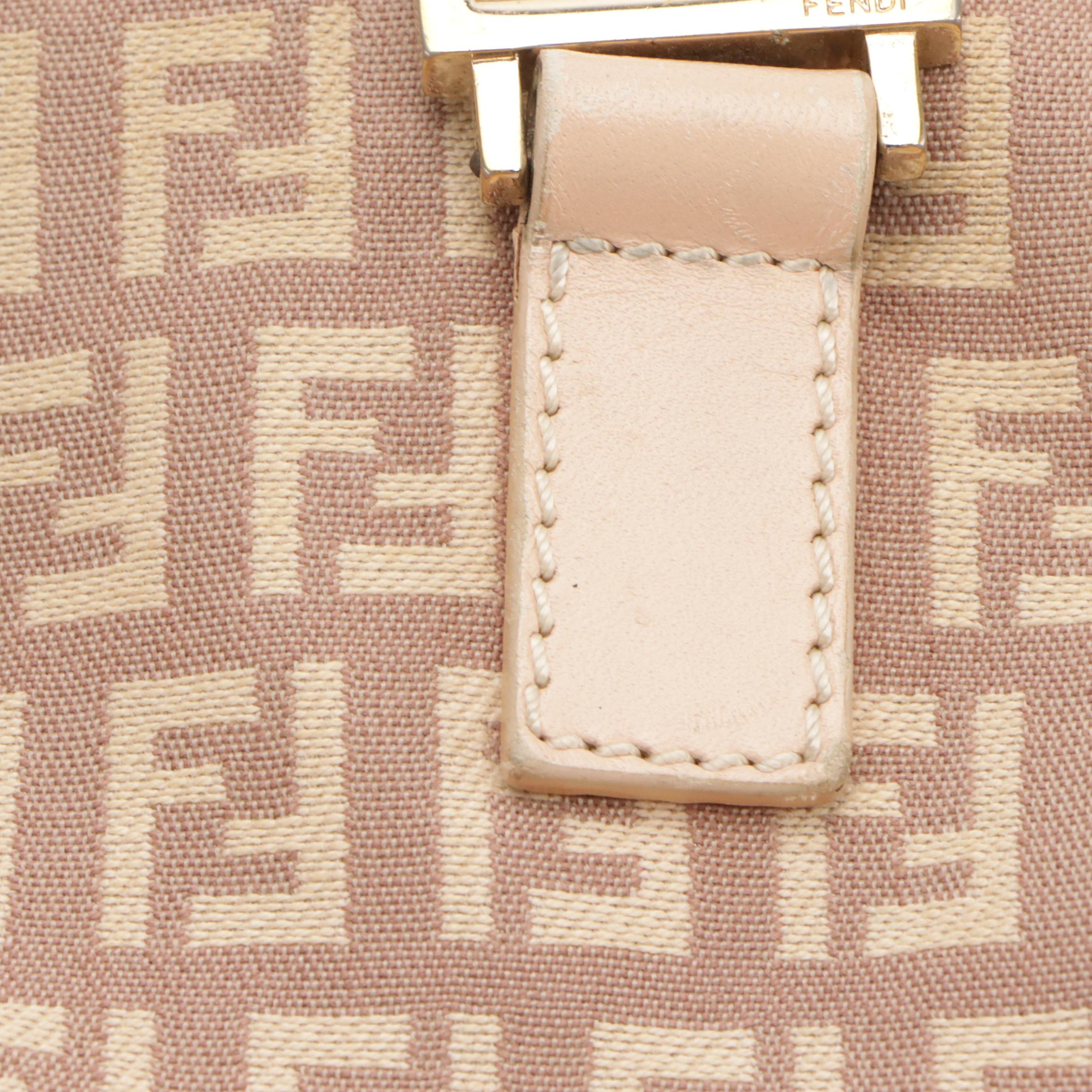 Fendi Handbag in Beige Zucchino Jacquard Canvas and Leather