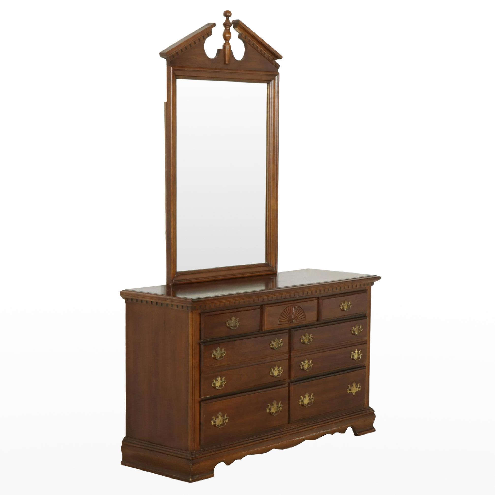 Vaughn Furniture Federal Style Cherry Dresser and Mirror