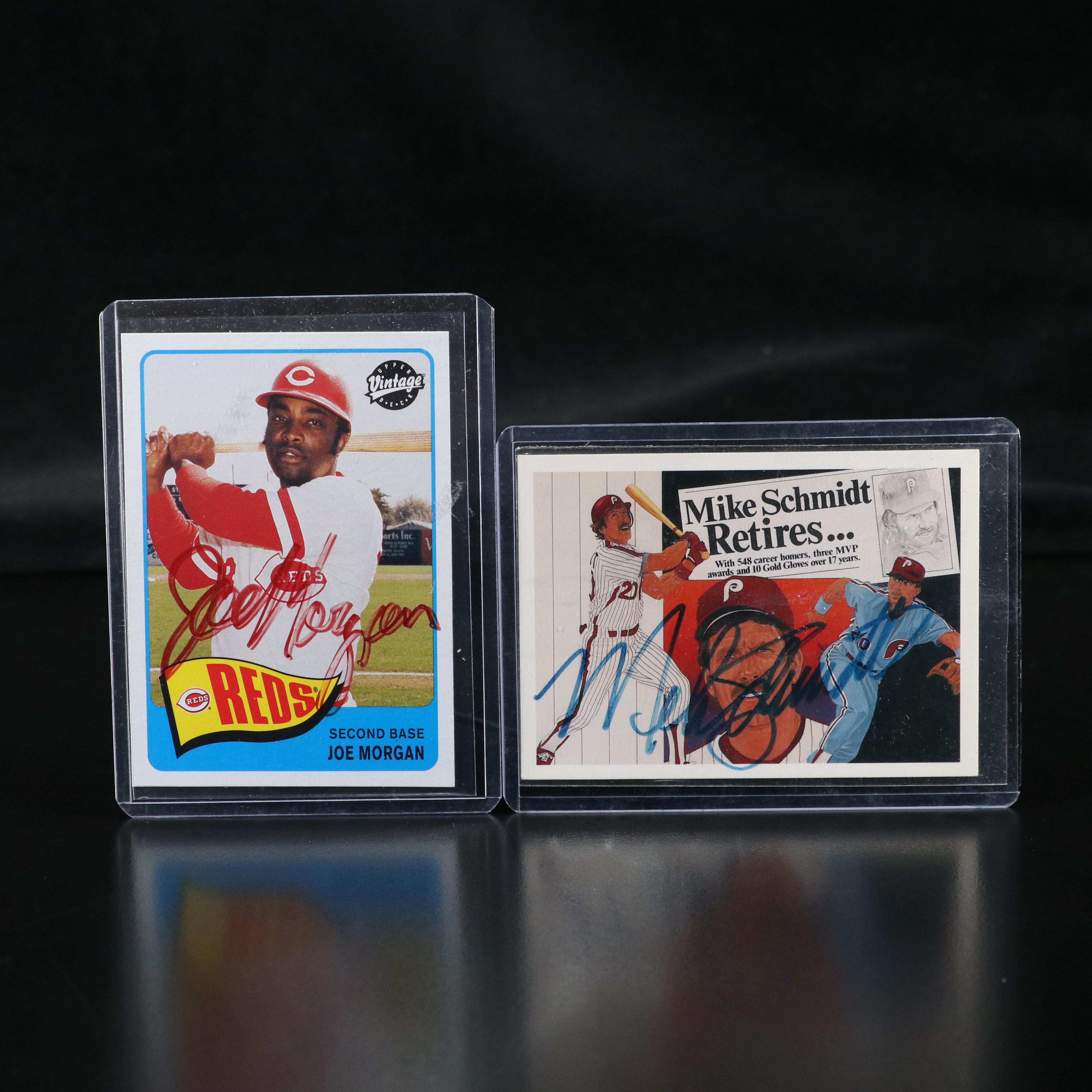 Mike Schmidt and Joe Morgan Signed Baseball Cards