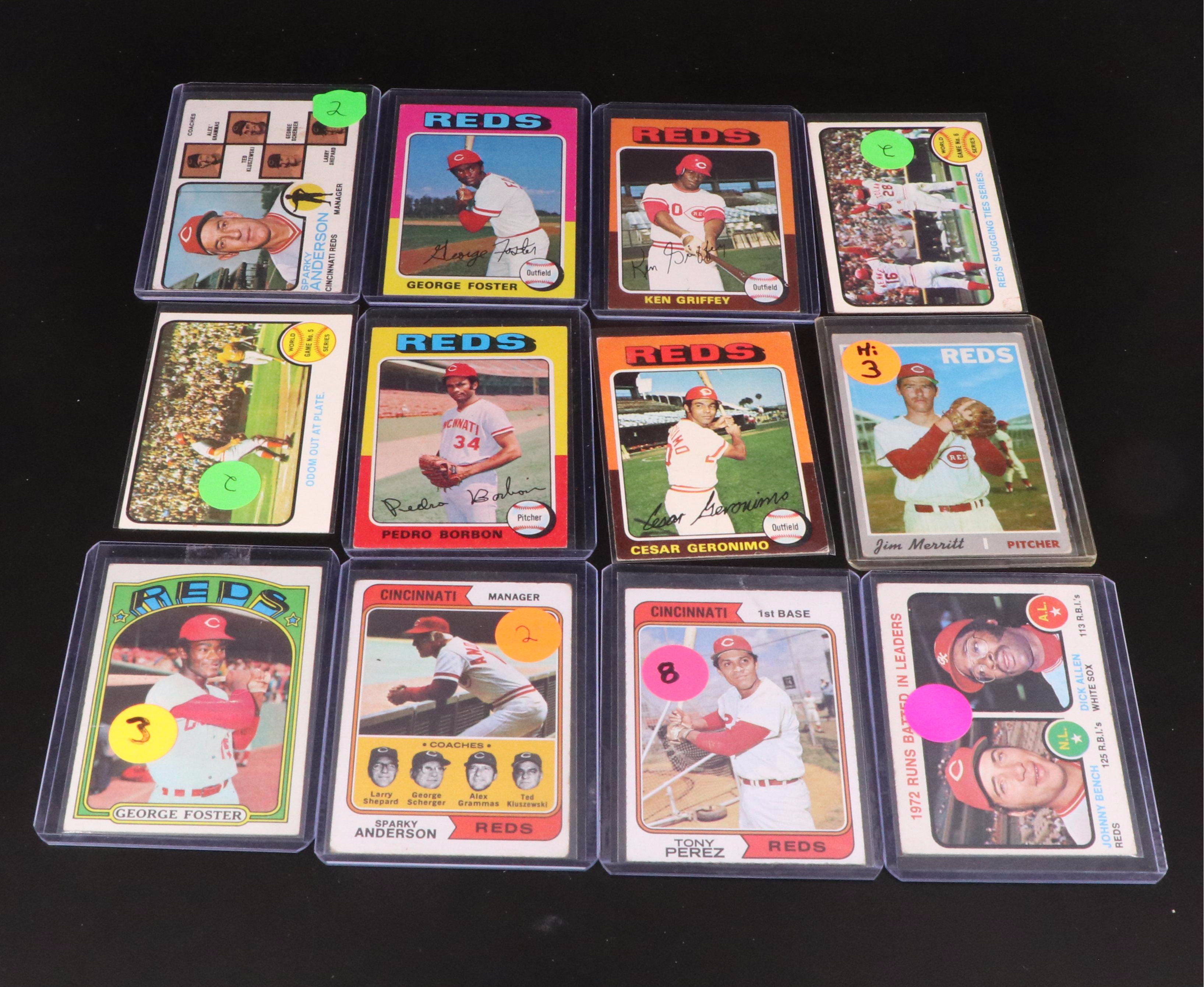 52 Vintage Cincinnati Reds Baseball Cards, 1950s to 1970s