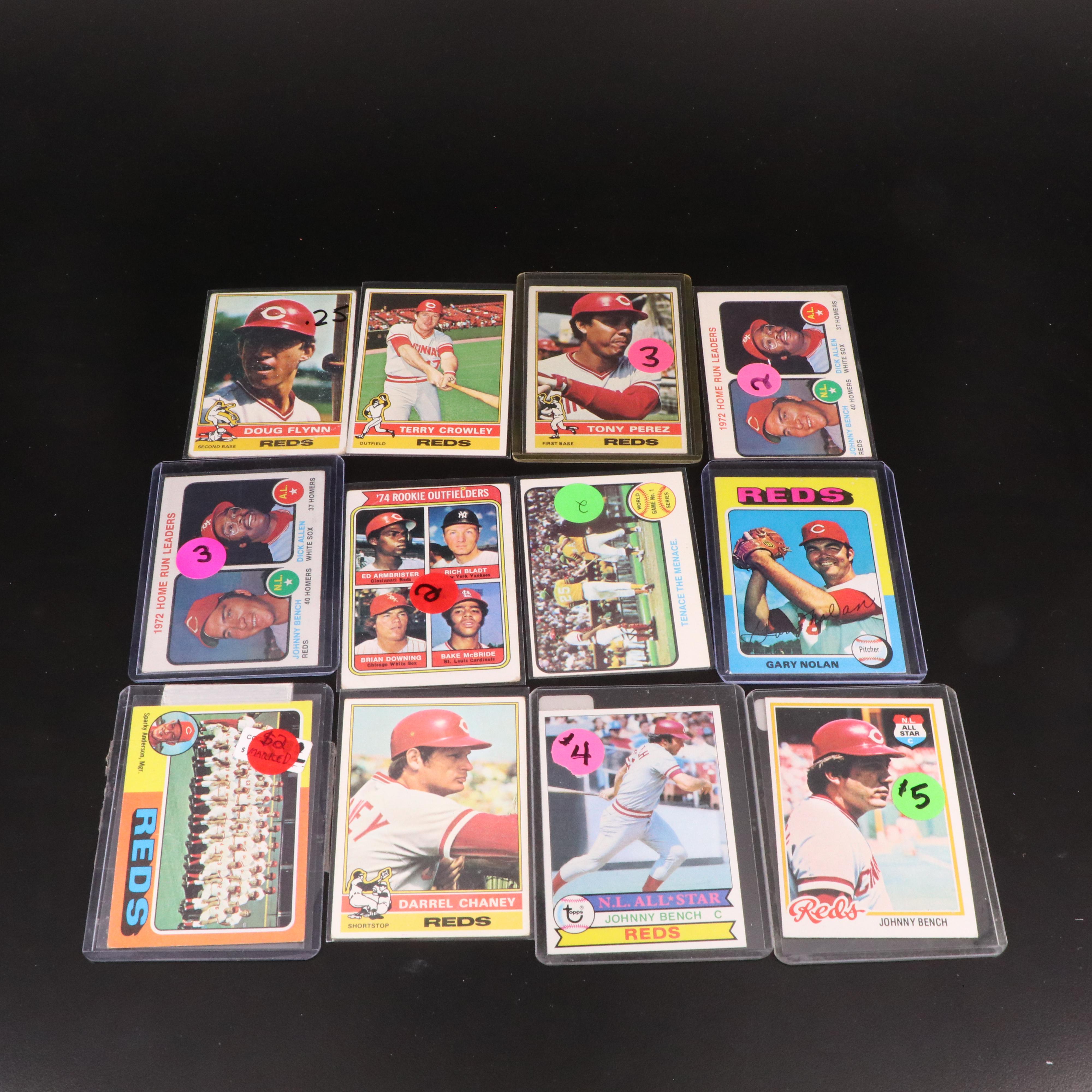 52 Vintage Cincinnati Reds Baseball Cards, 1950s to 1970s