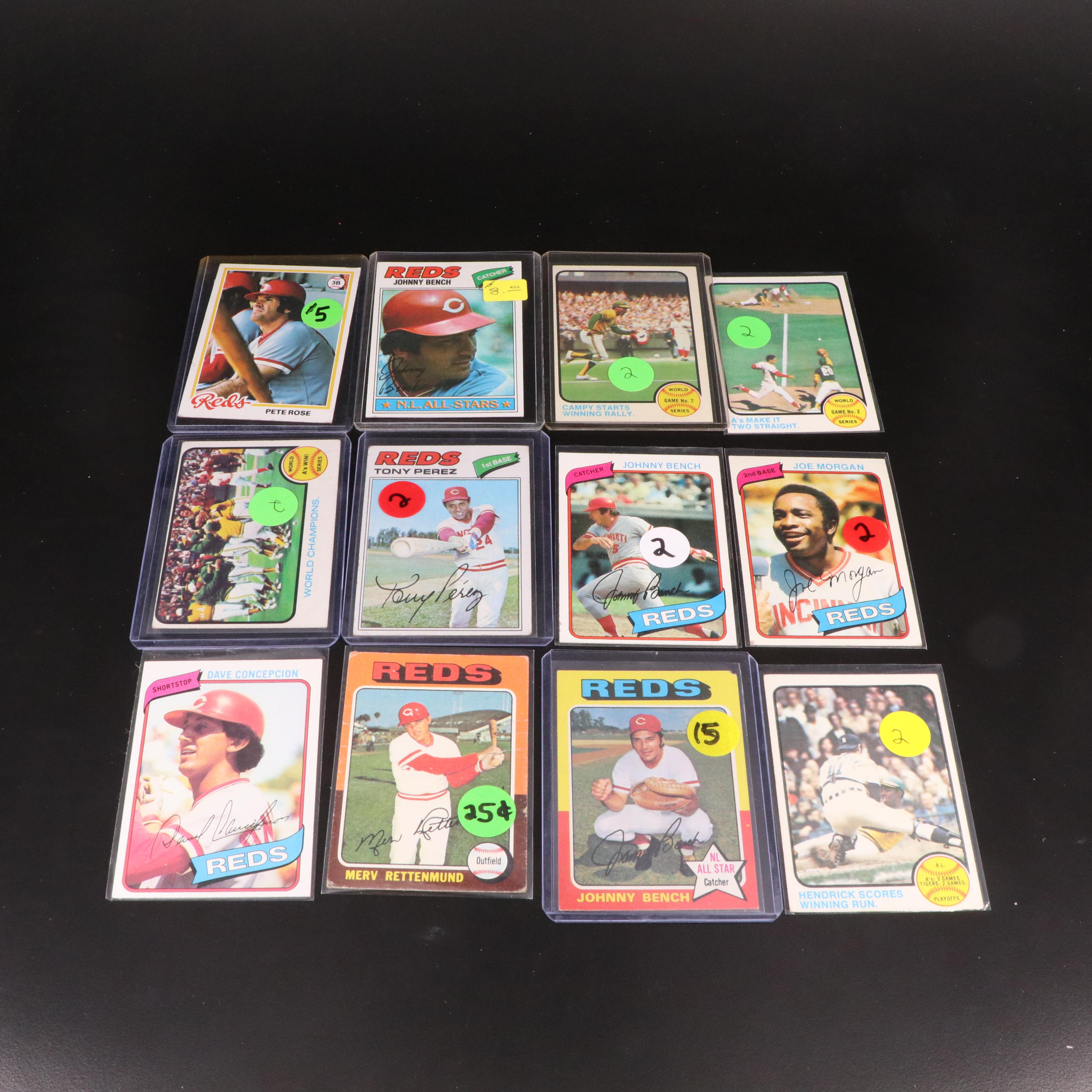 52 Vintage Cincinnati Reds Baseball Cards, 1950s to 1970s