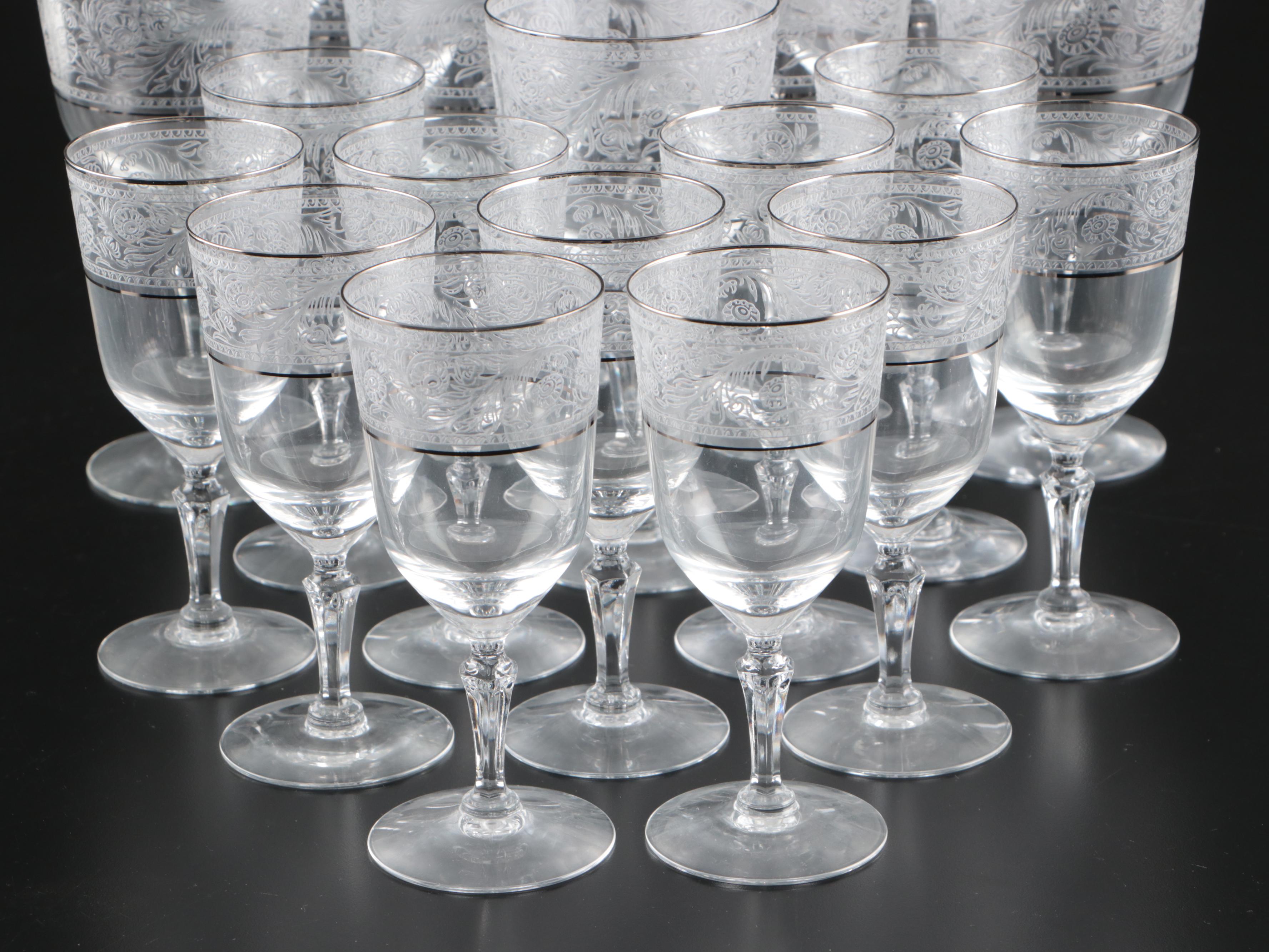 Fostoria "Renaissance" Platinum Lined Crystal Stemware, 1960s to 1980s