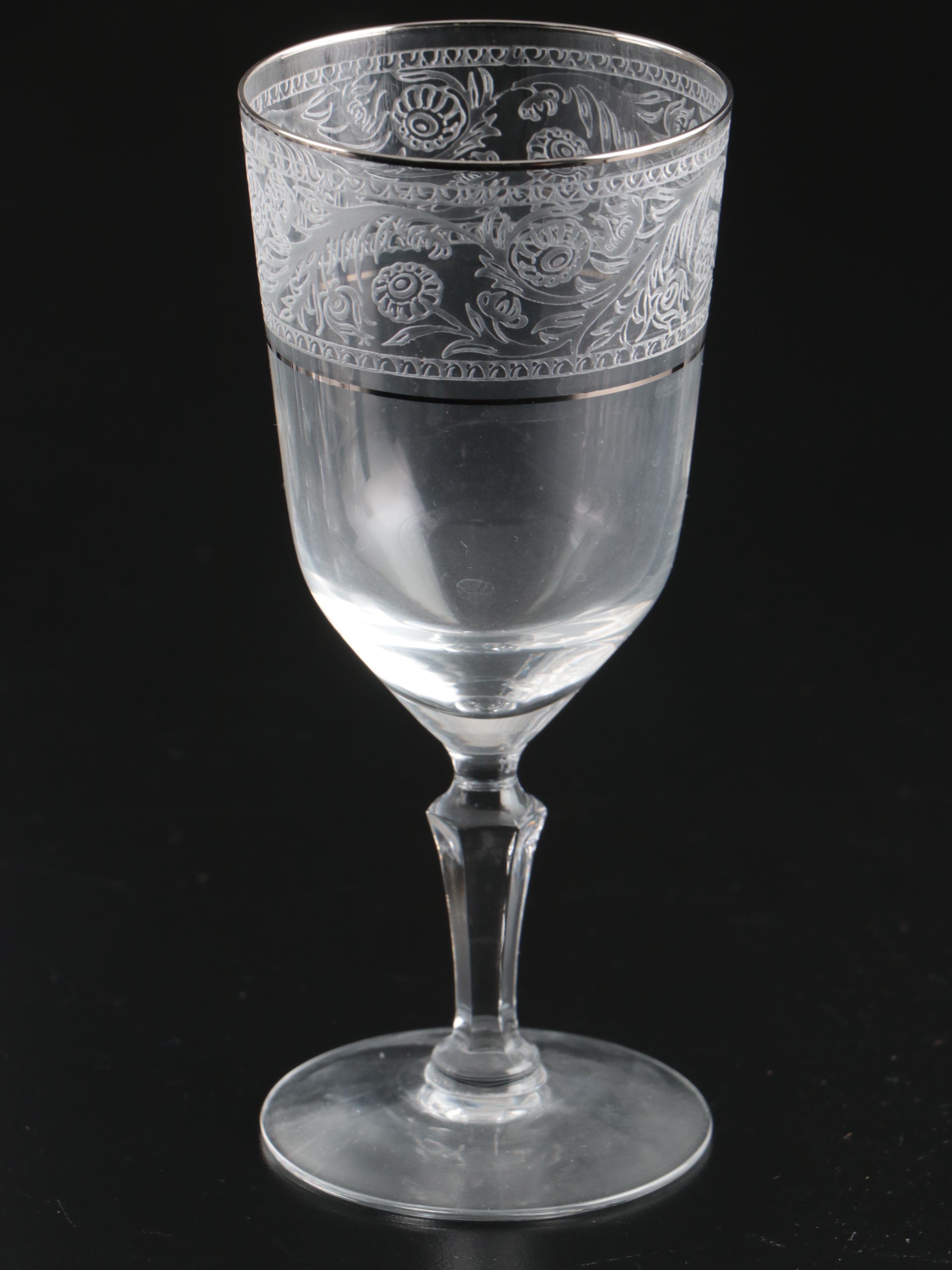 Fostoria "Renaissance" Platinum Lined Crystal Stemware, 1960s to 1980s