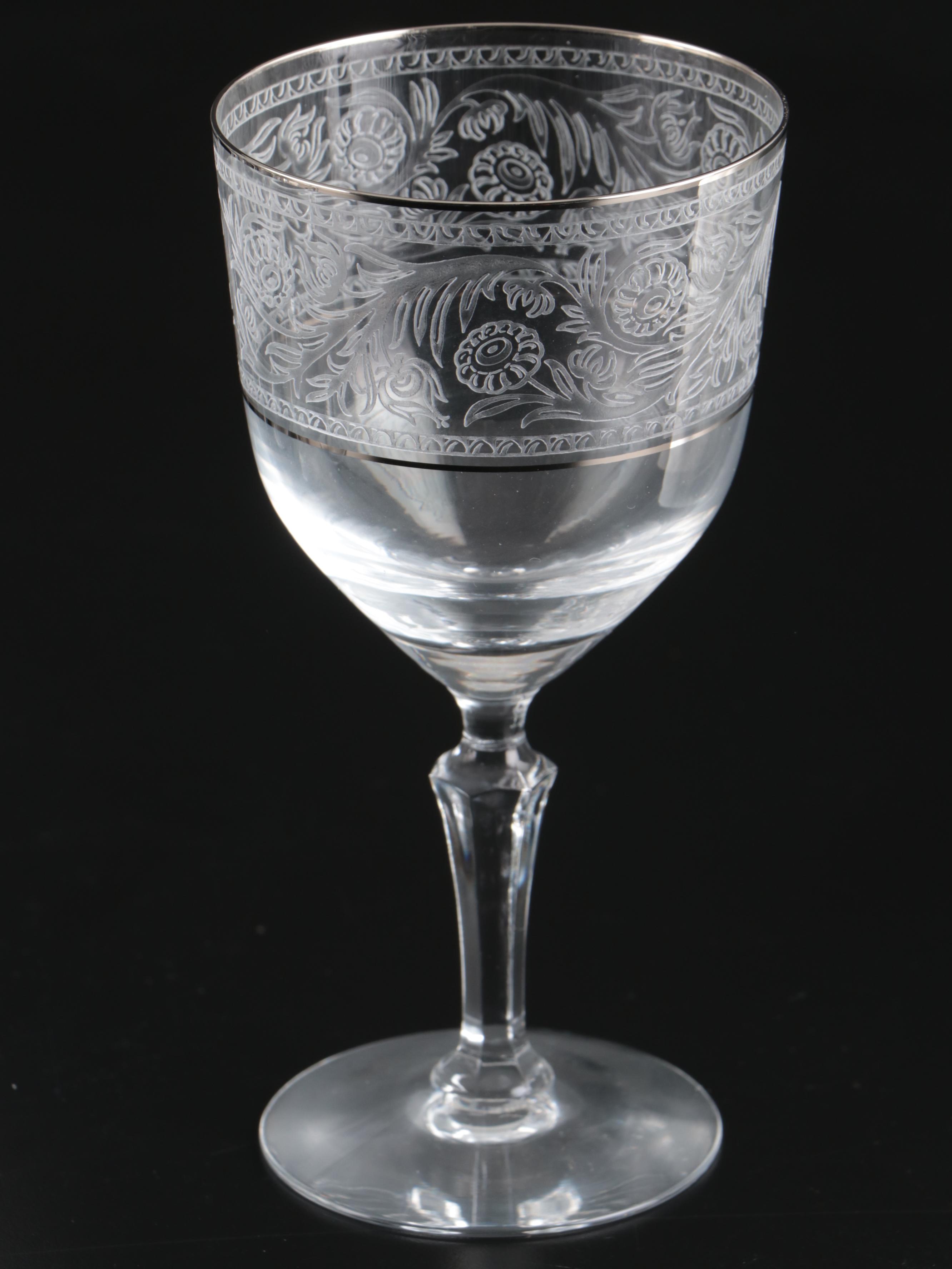 Fostoria "Renaissance" Platinum Lined Crystal Stemware, 1960s to 1980s