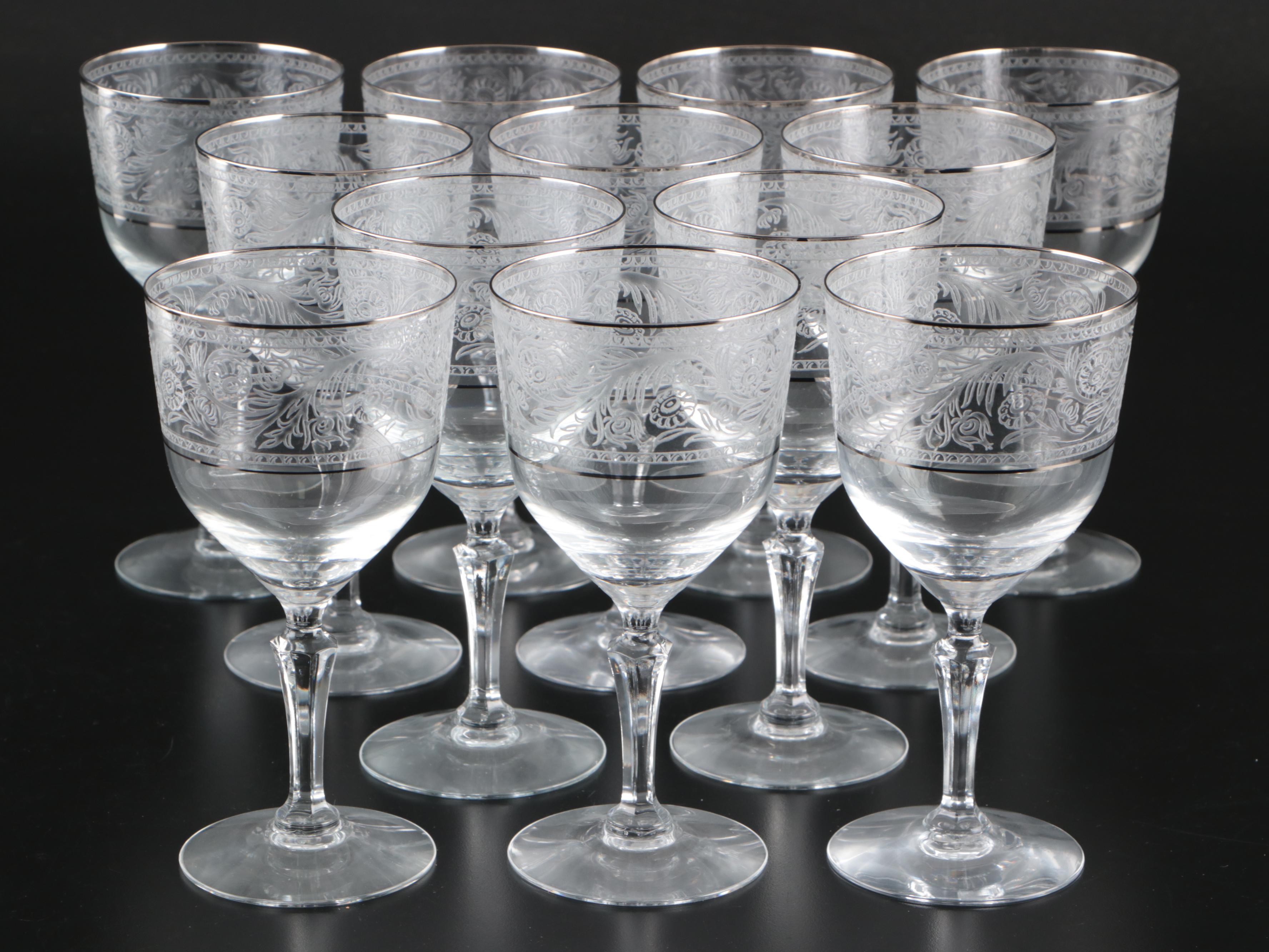 Fostoria "Renaissance" Platinum Lined Crystal Stemware, 1960s to 1980s