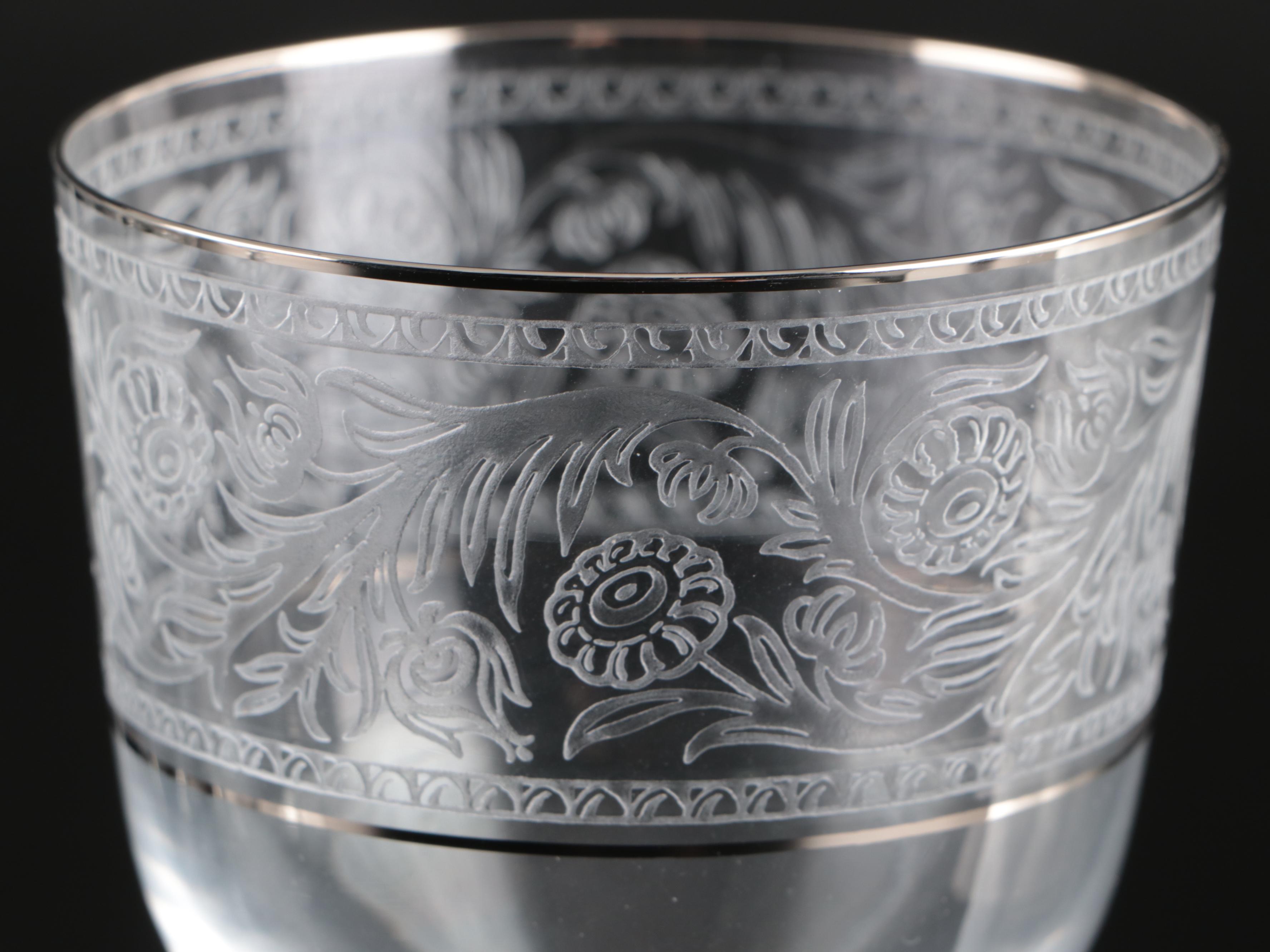 Fostoria "Renaissance" Platinum Lined Crystal Stemware, 1960s to 1980s