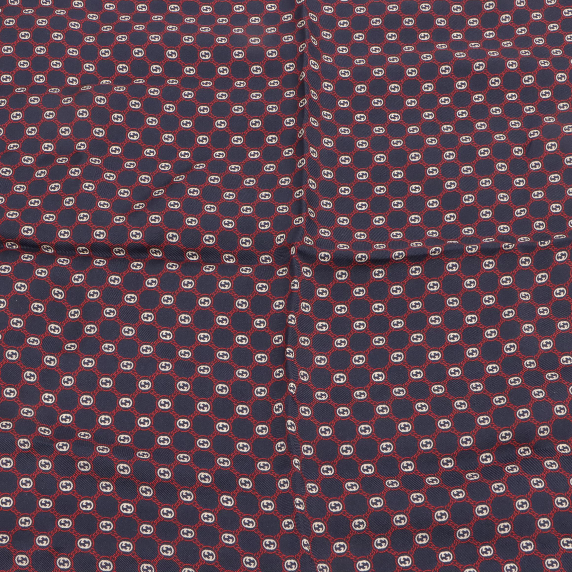 Gucci Interlocking Micro GG Logo Scarf 45 in Silk Twill
