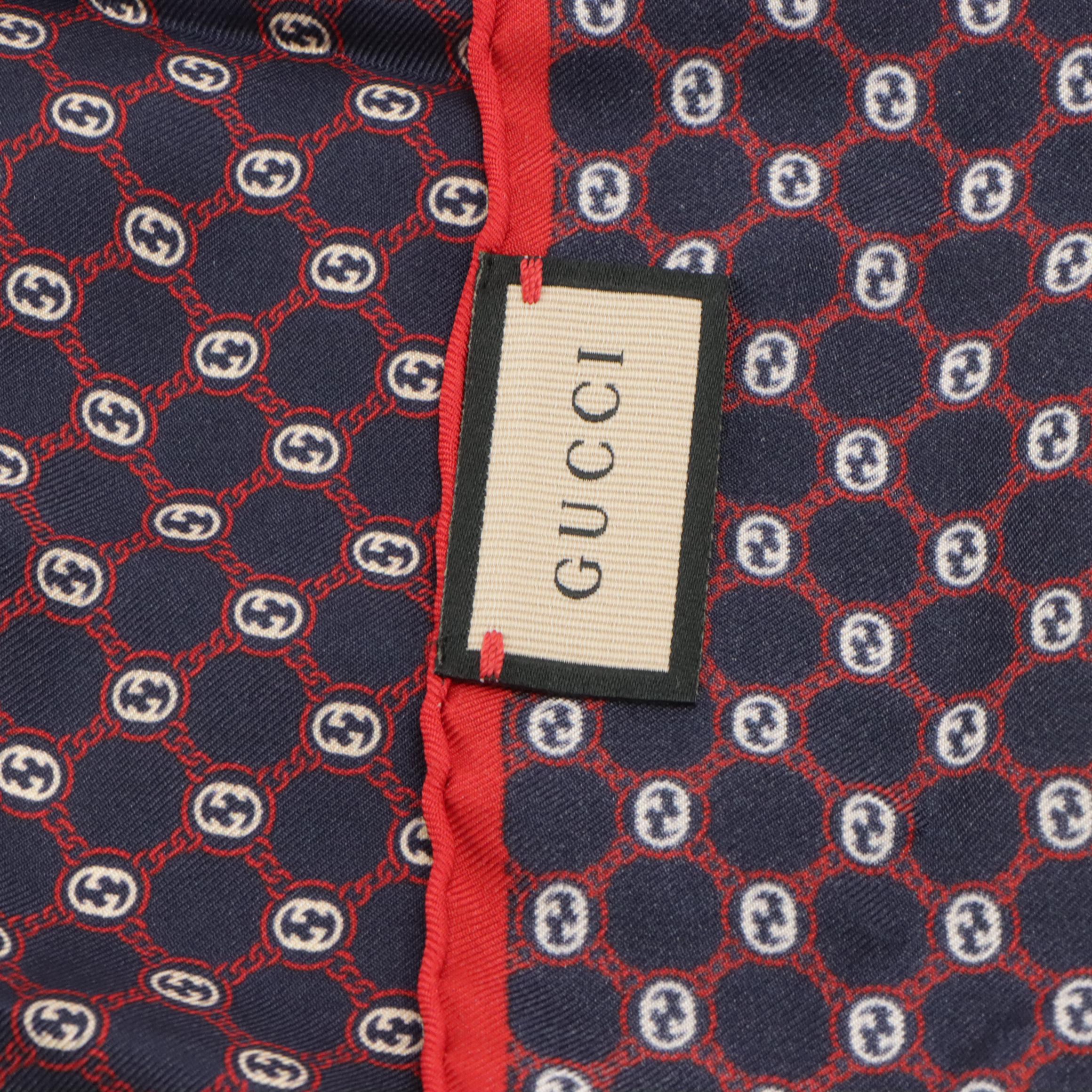 Gucci Interlocking Micro GG Logo Scarf 45 in Silk Twill