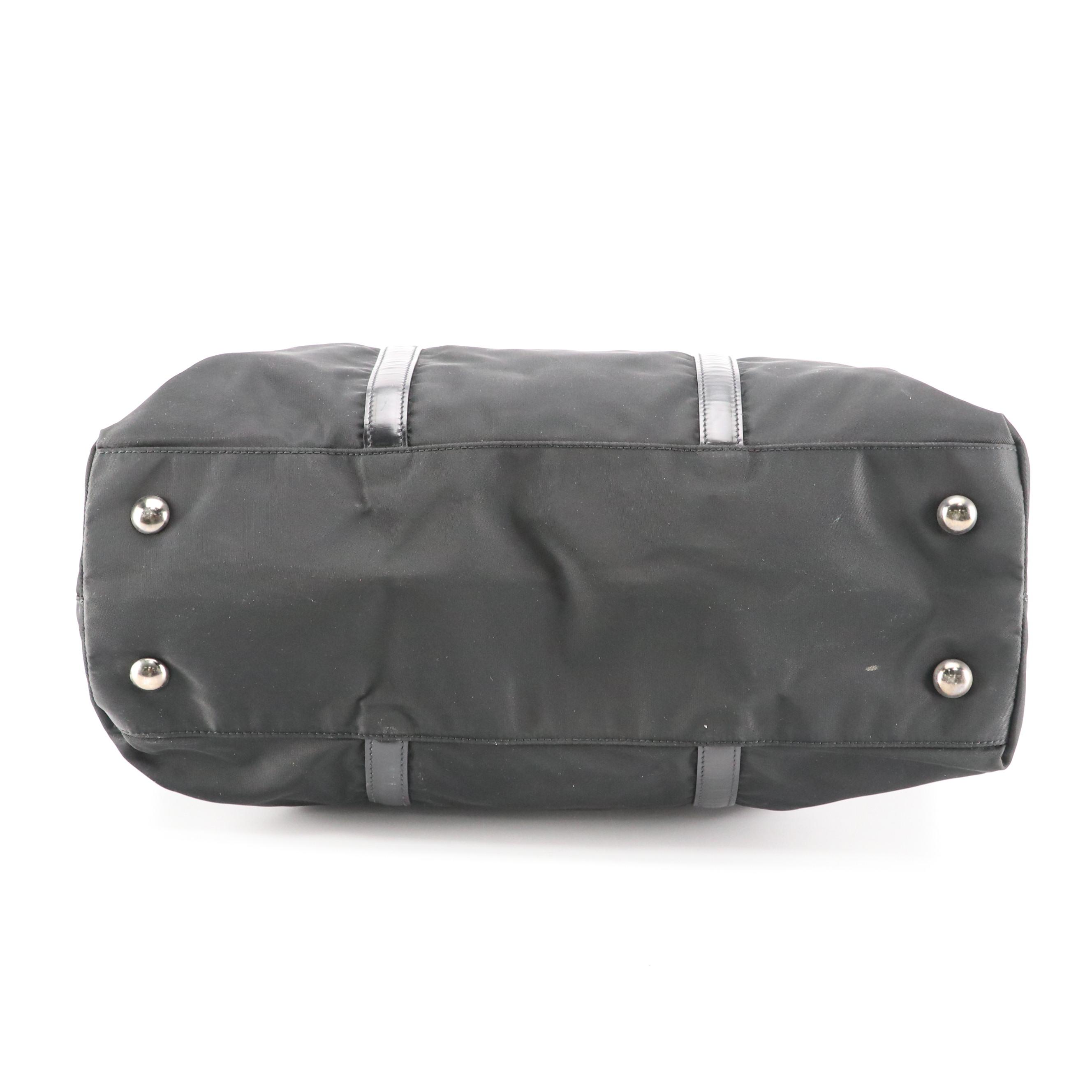 Prada Black Tessuto Nylon and Leather Two-Way Tote Bag