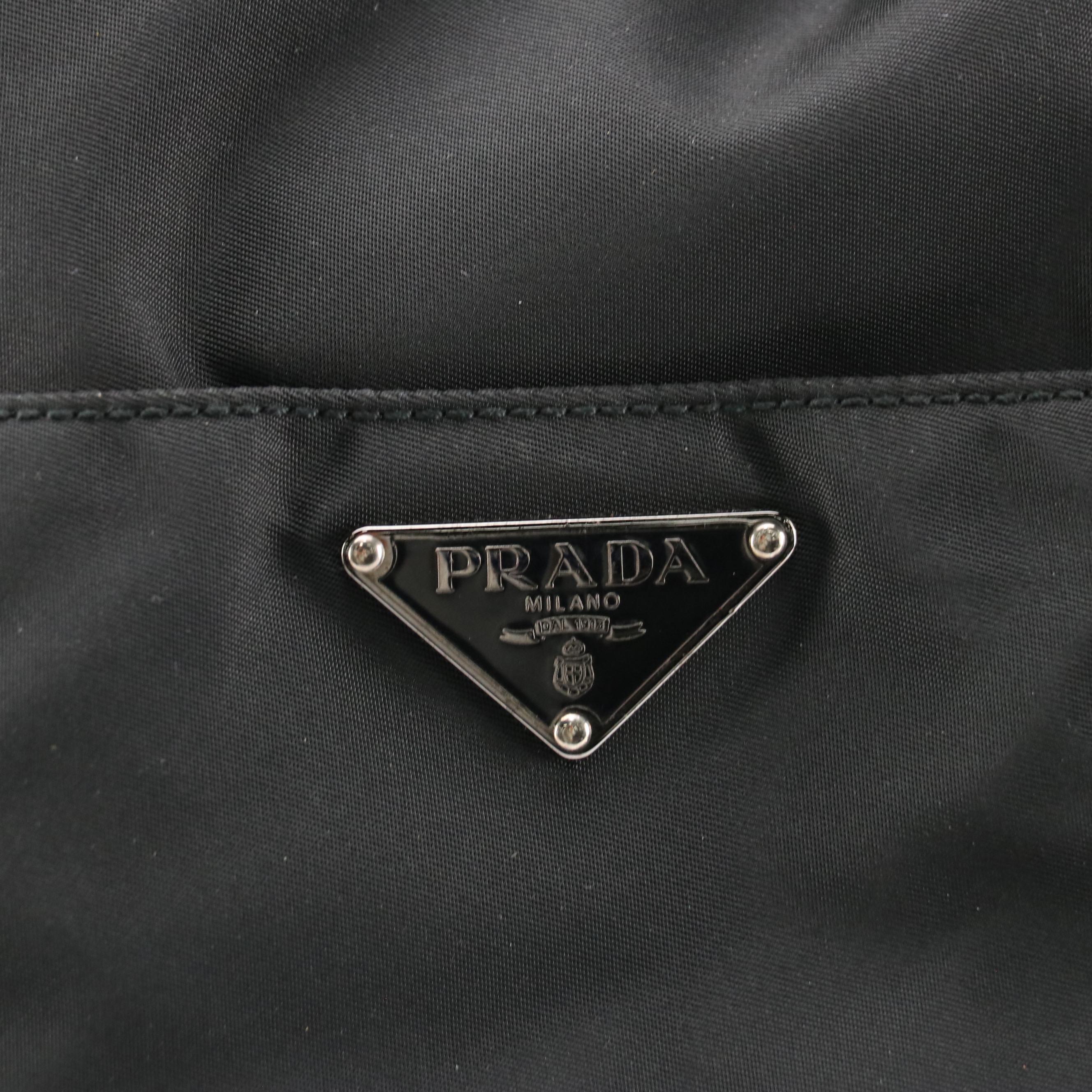 Prada Black Tessuto Nylon and Leather Two-Way Tote Bag