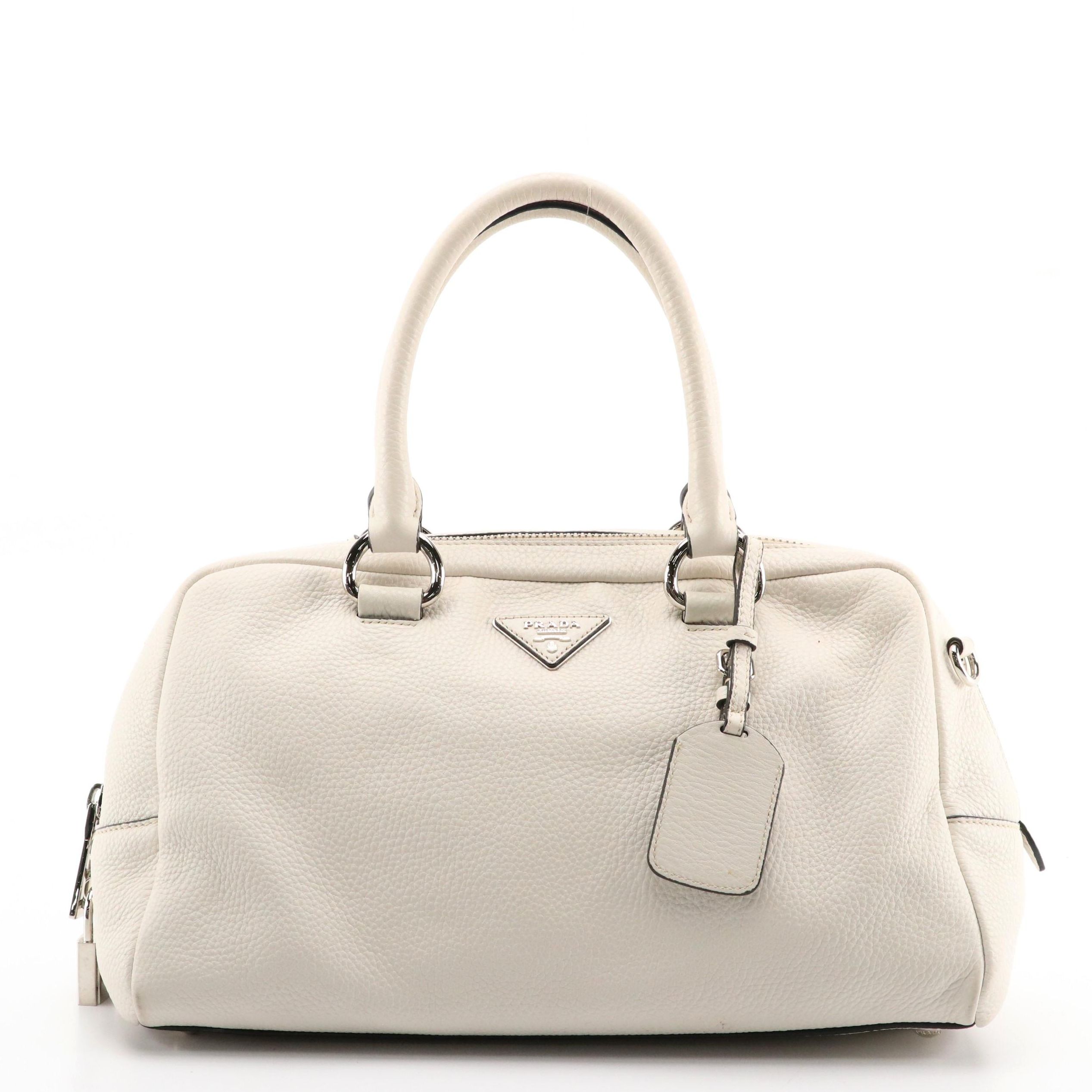 Prada Talco Vitello Daino Leather Two-Way Bag