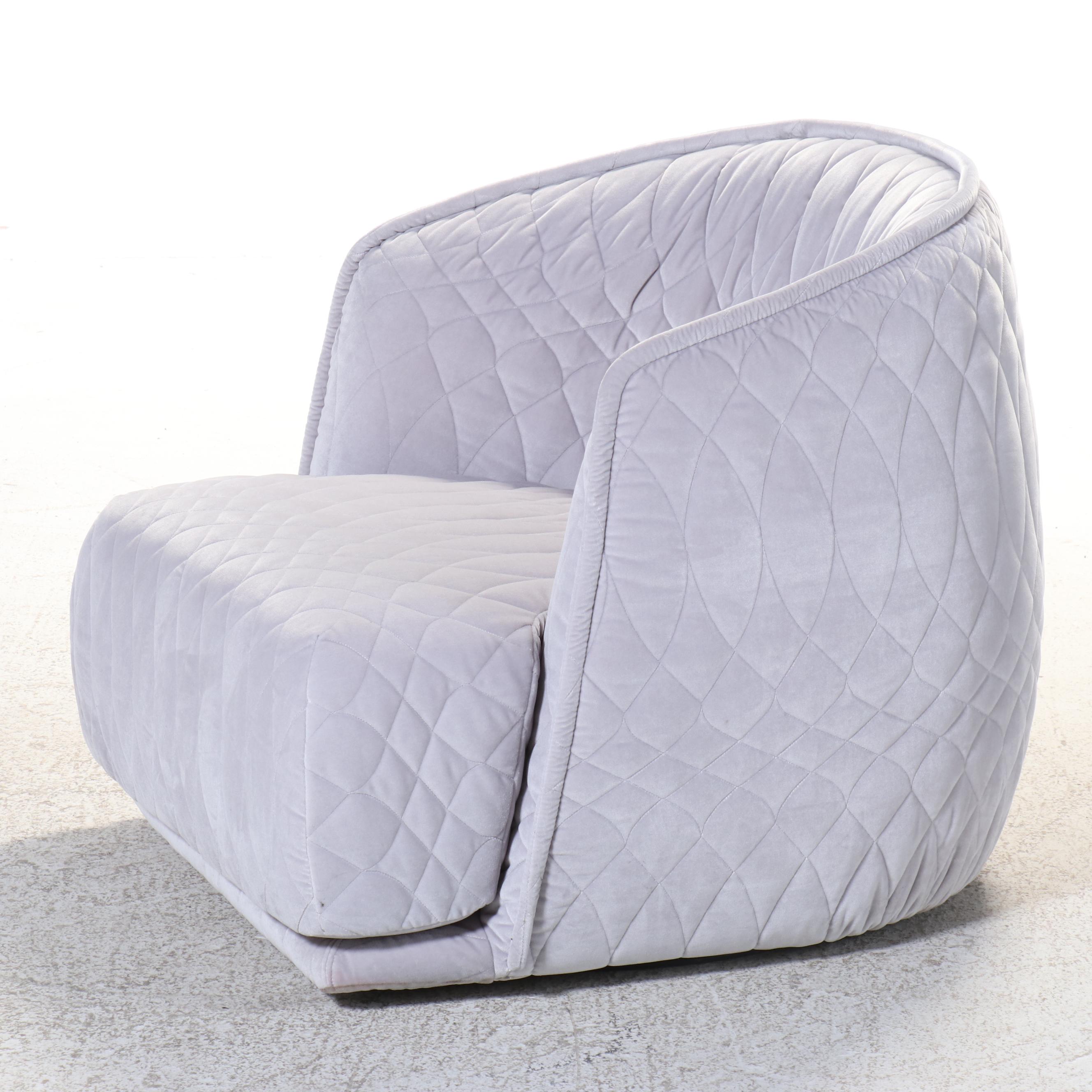 Patrizia Urquiola for Moroso "Redondo" Gray Quilted Upholstered Chair