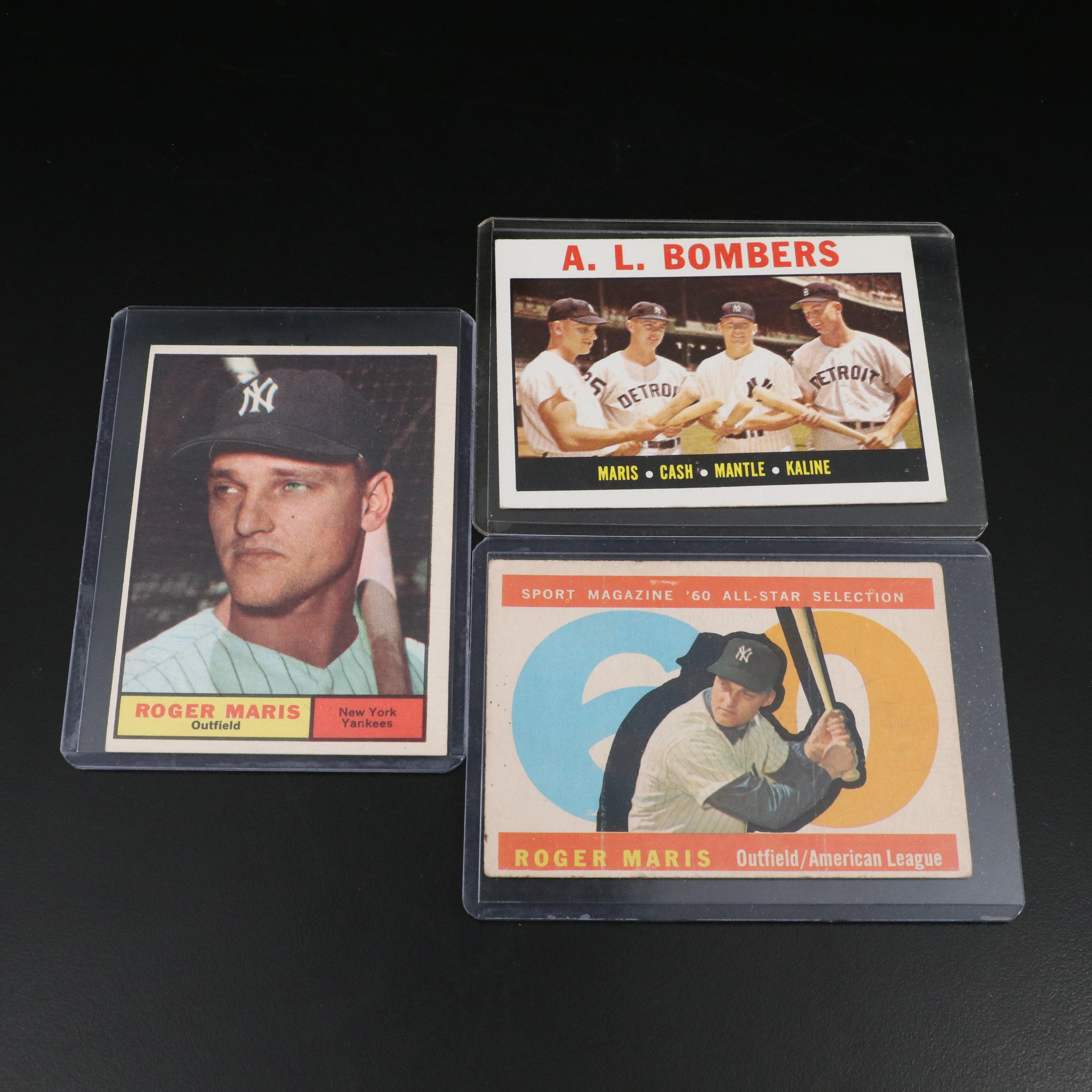 Topps Baseball Cards Featuring Mickey Mantle, Roger Maris, and More, 1960s