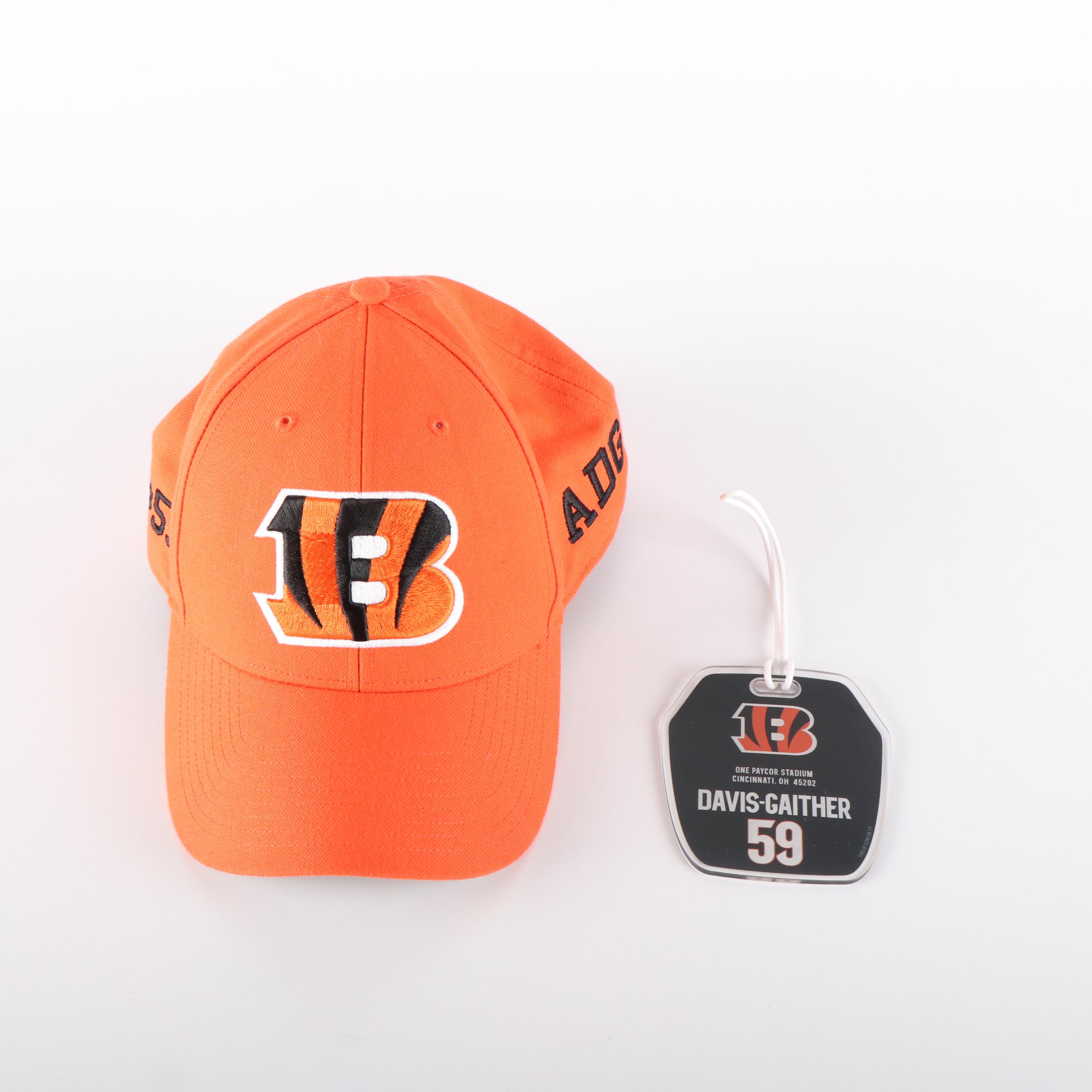 Akeem Davis-Gaither Player Issued Bengals Cleats and Bag Tag with More