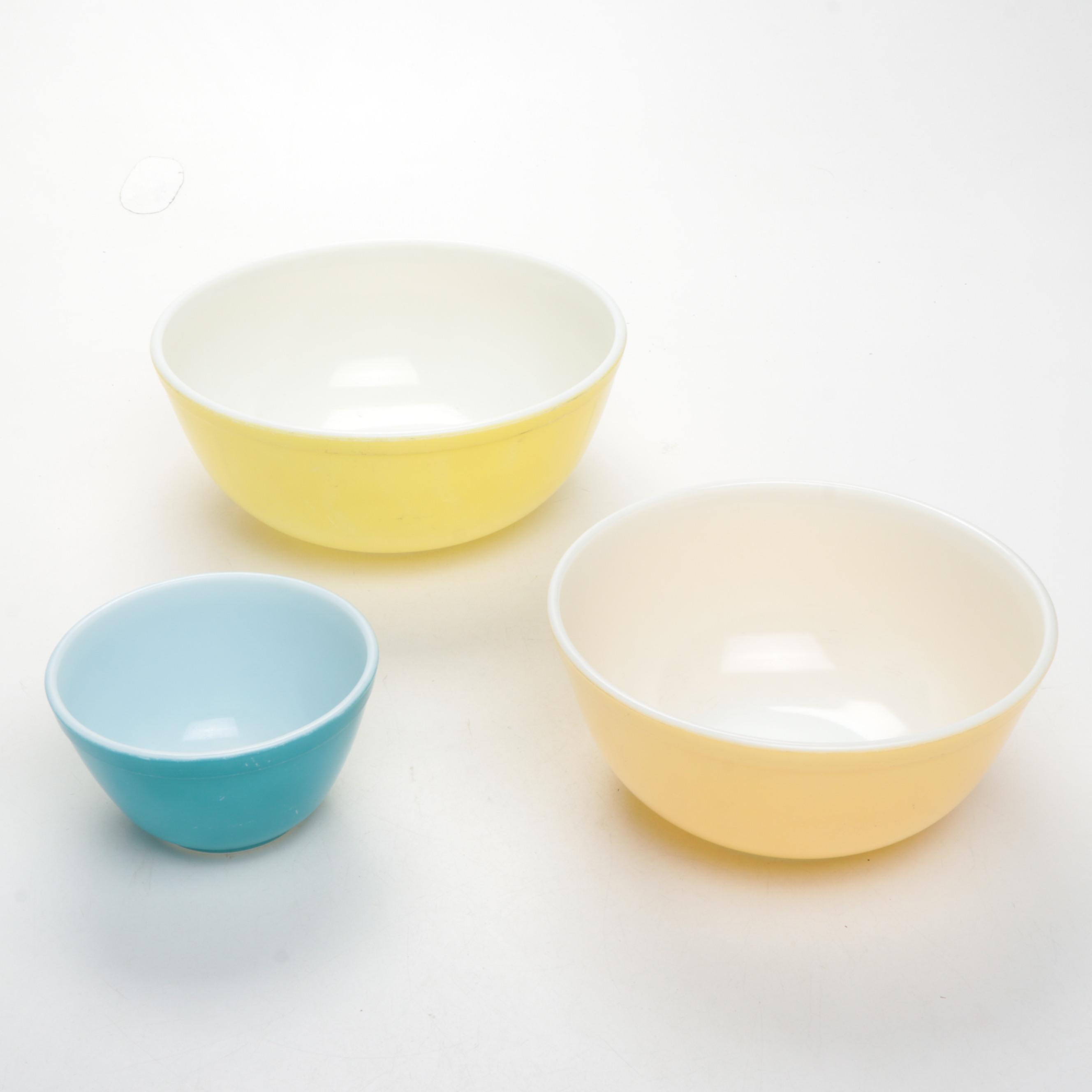 Pyrex Mixing Bowls, Candlesticks, Cocktail Shakers with Tumblers