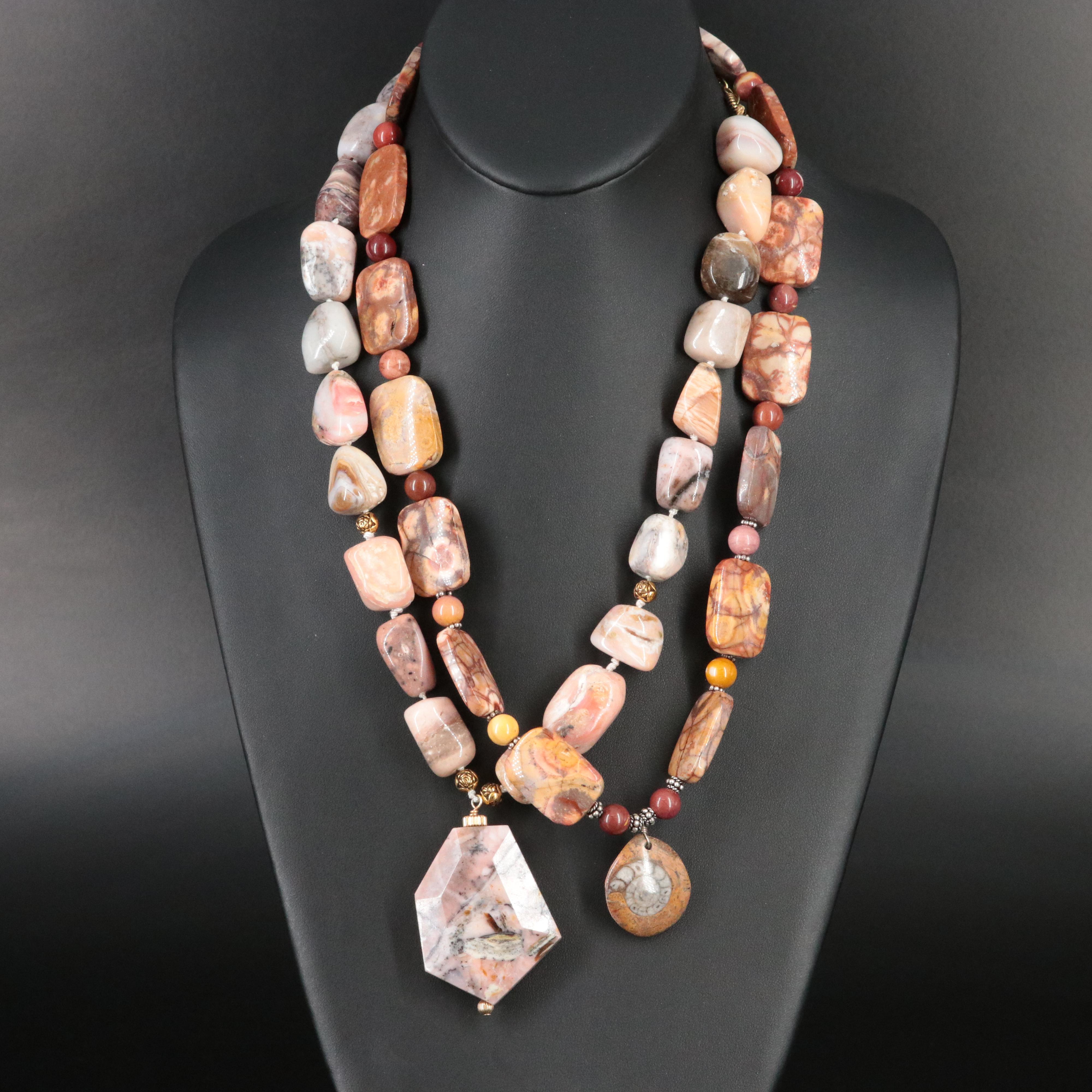 Gemstone Necklaces Including Thulite, Jasper and Agate