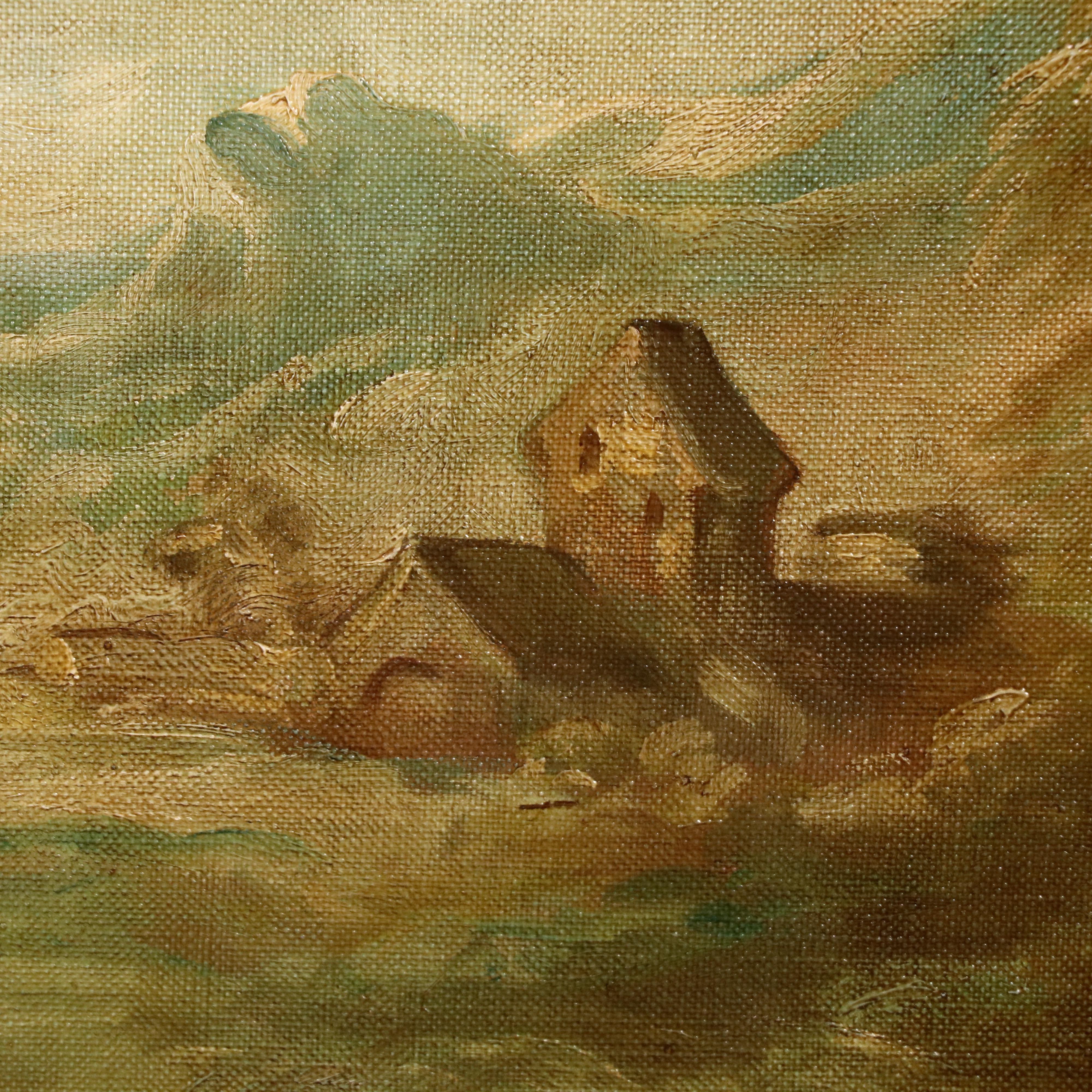 Bernard Benet Oil Painting with Serenade Scene, Mid-20th Century