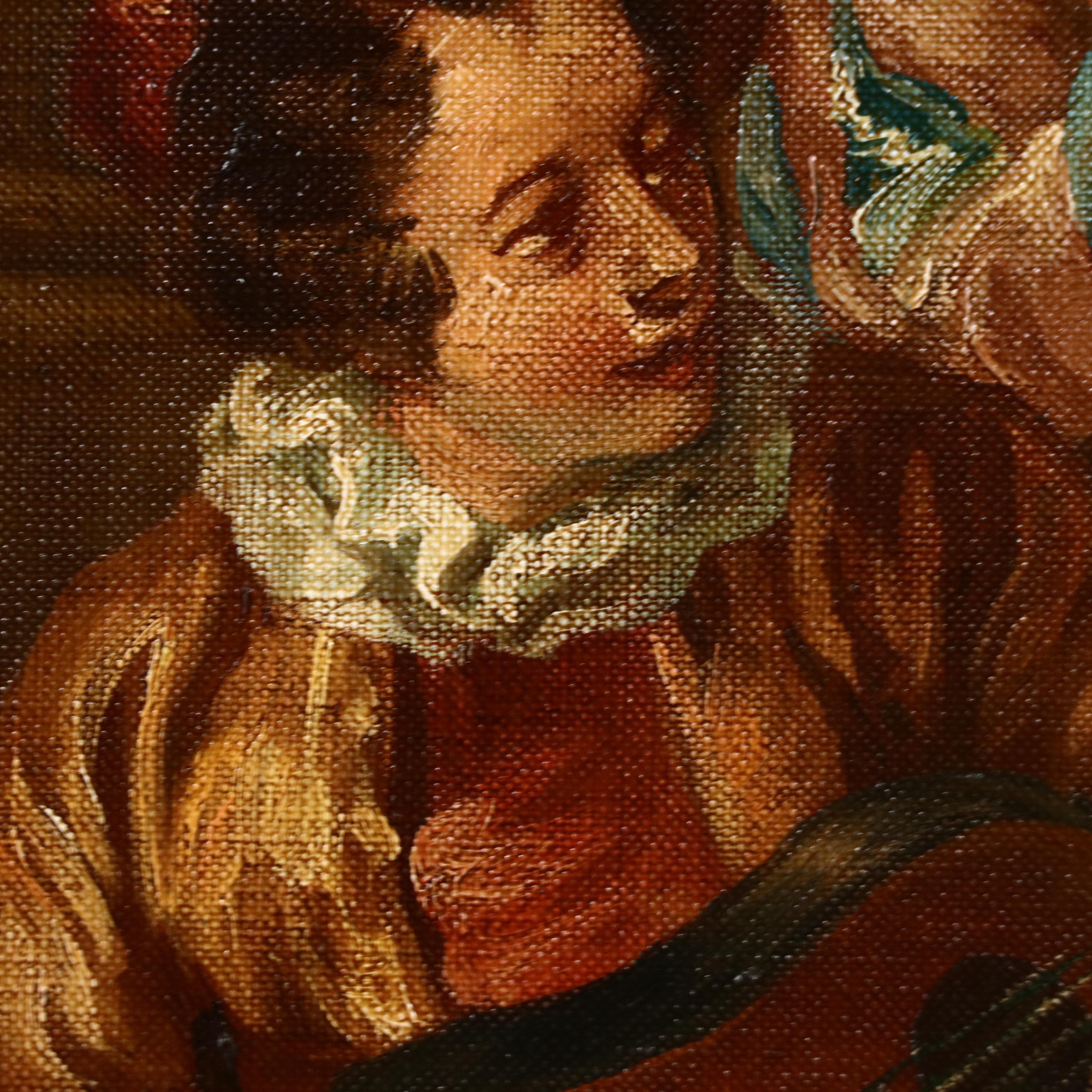 Bernard Benet Oil Painting with Serenade Scene, Mid-20th Century