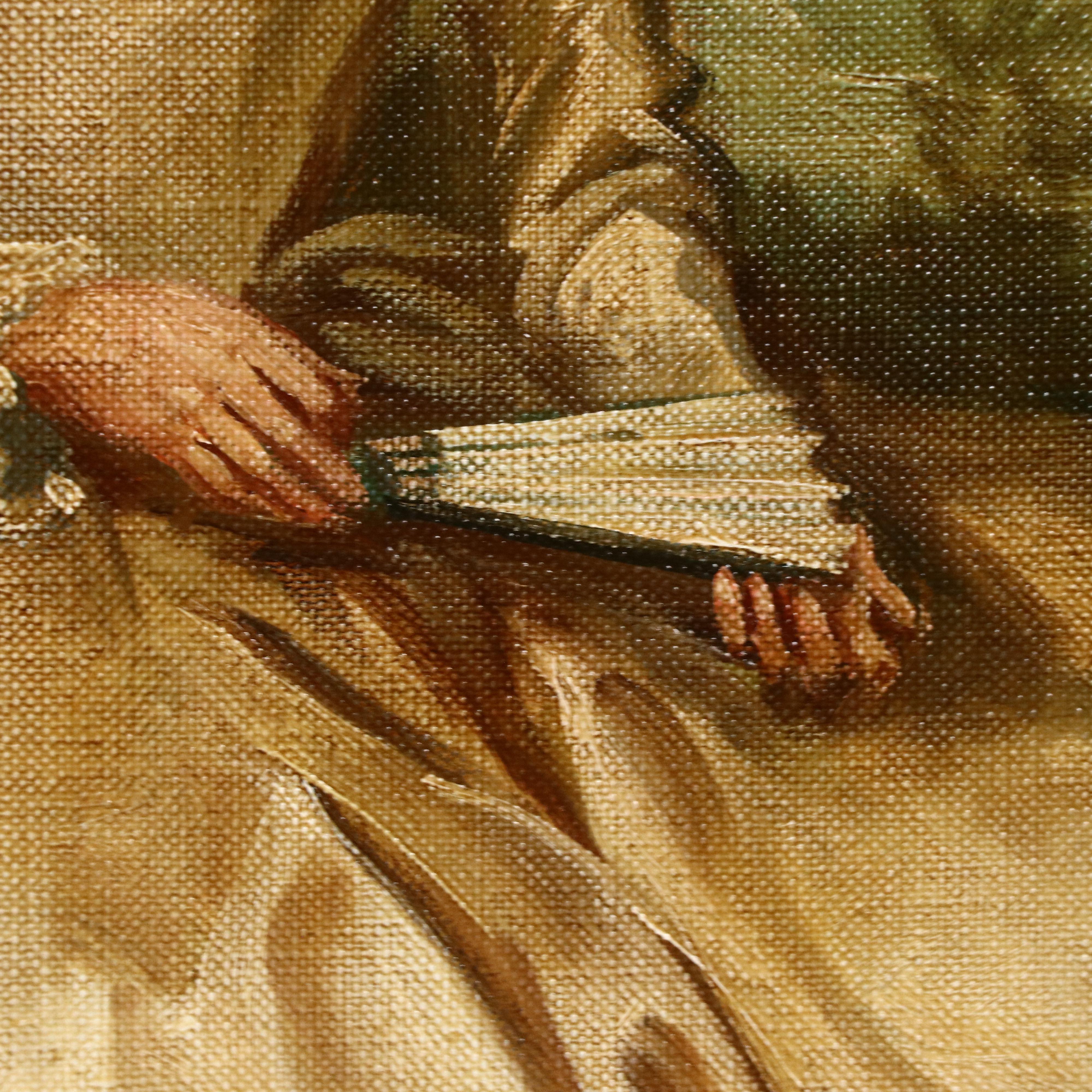 Bernard Benet Oil Painting with Serenade Scene, Mid-20th Century