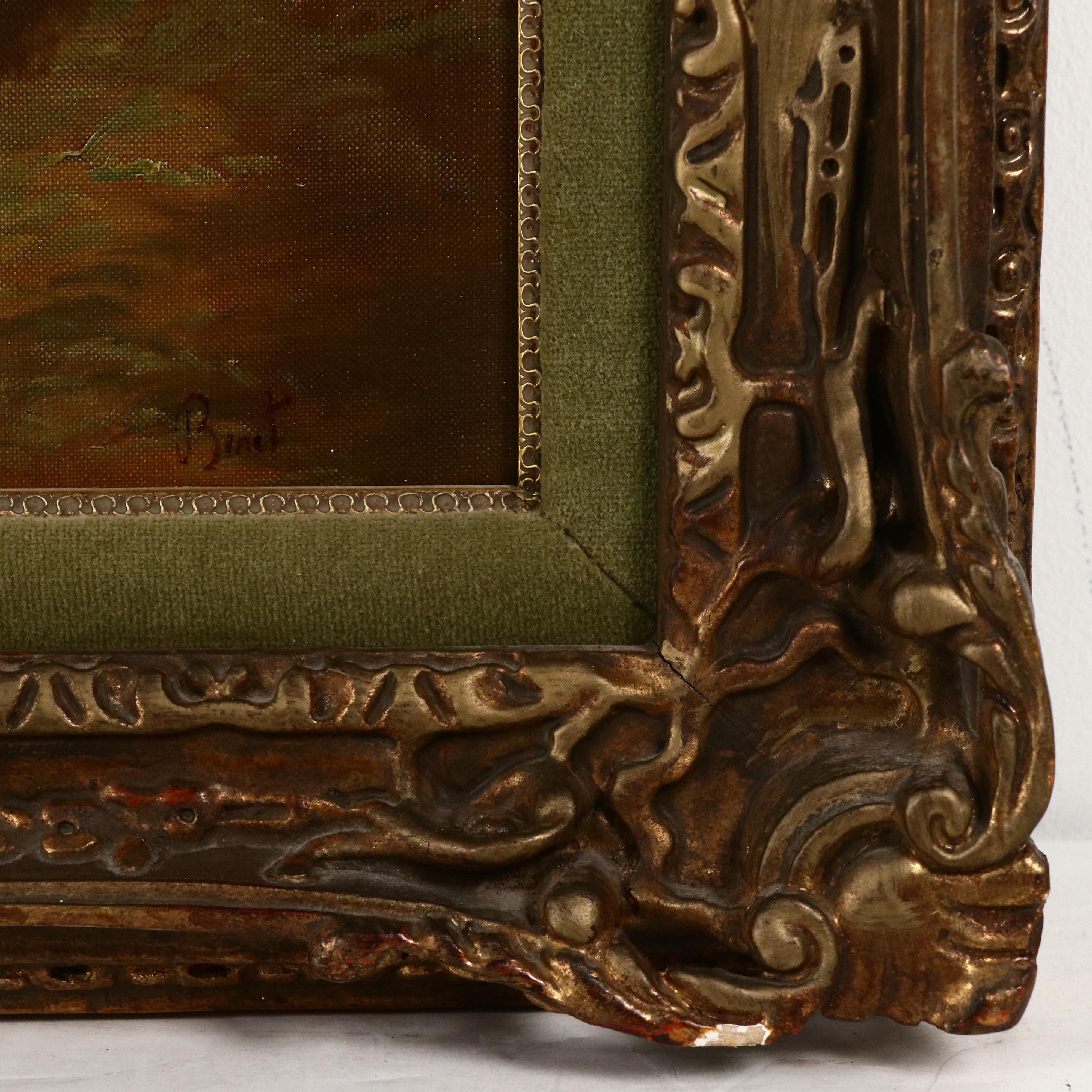 Bernard Benet Oil Painting with Serenade Scene, Mid-20th Century