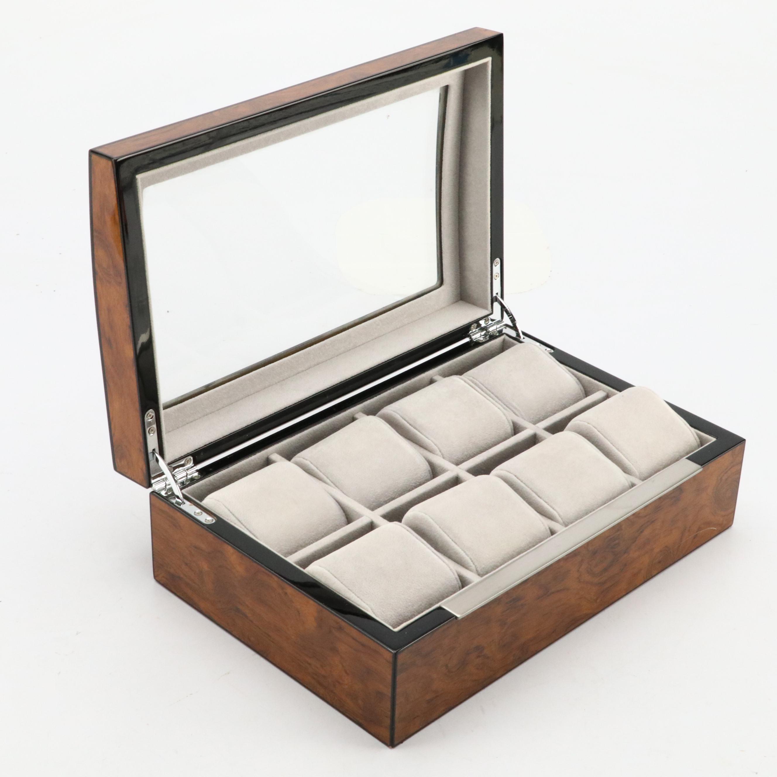 Lacquered Faux Walnut Burl Watch Case