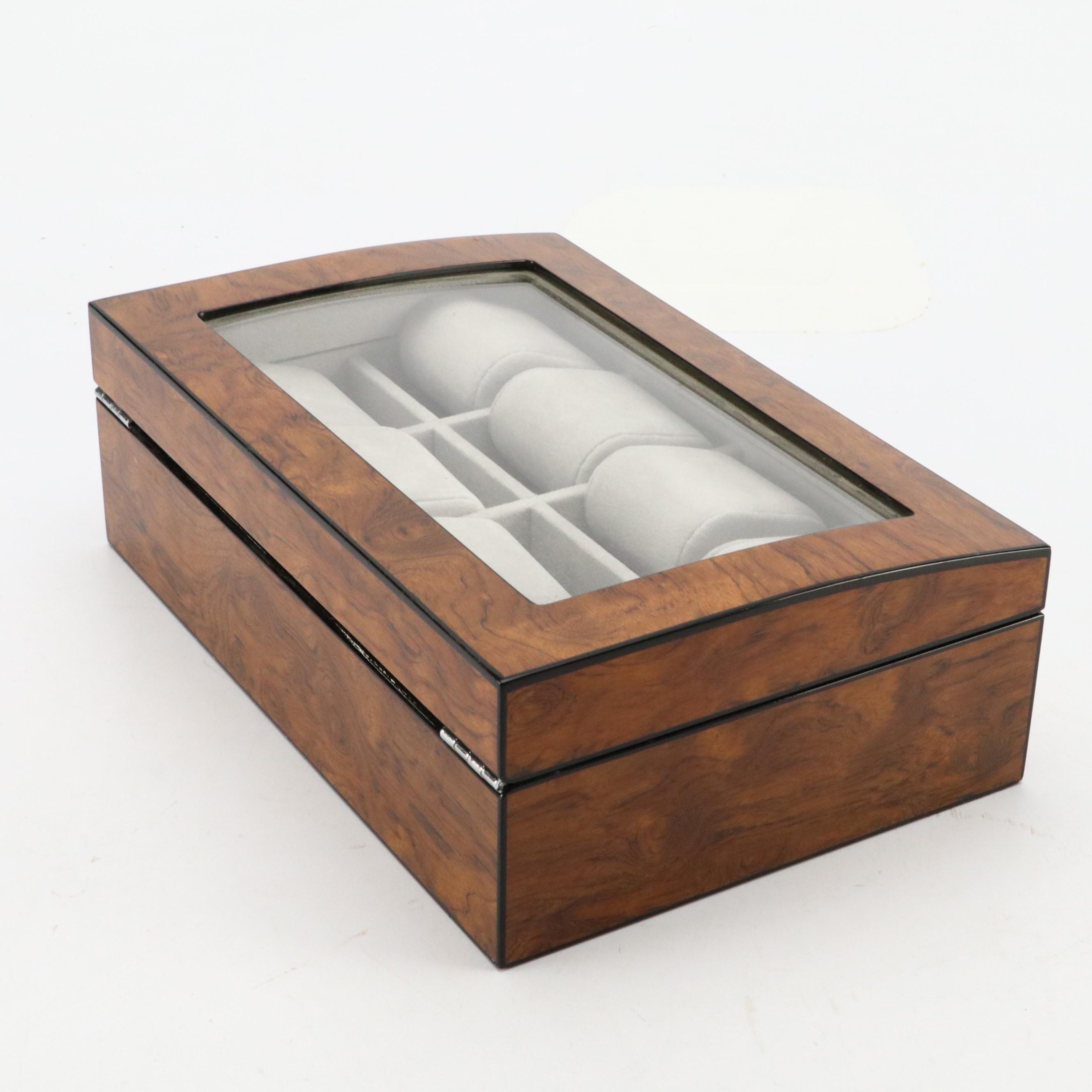 Lacquered Faux Walnut Burl Watch Case