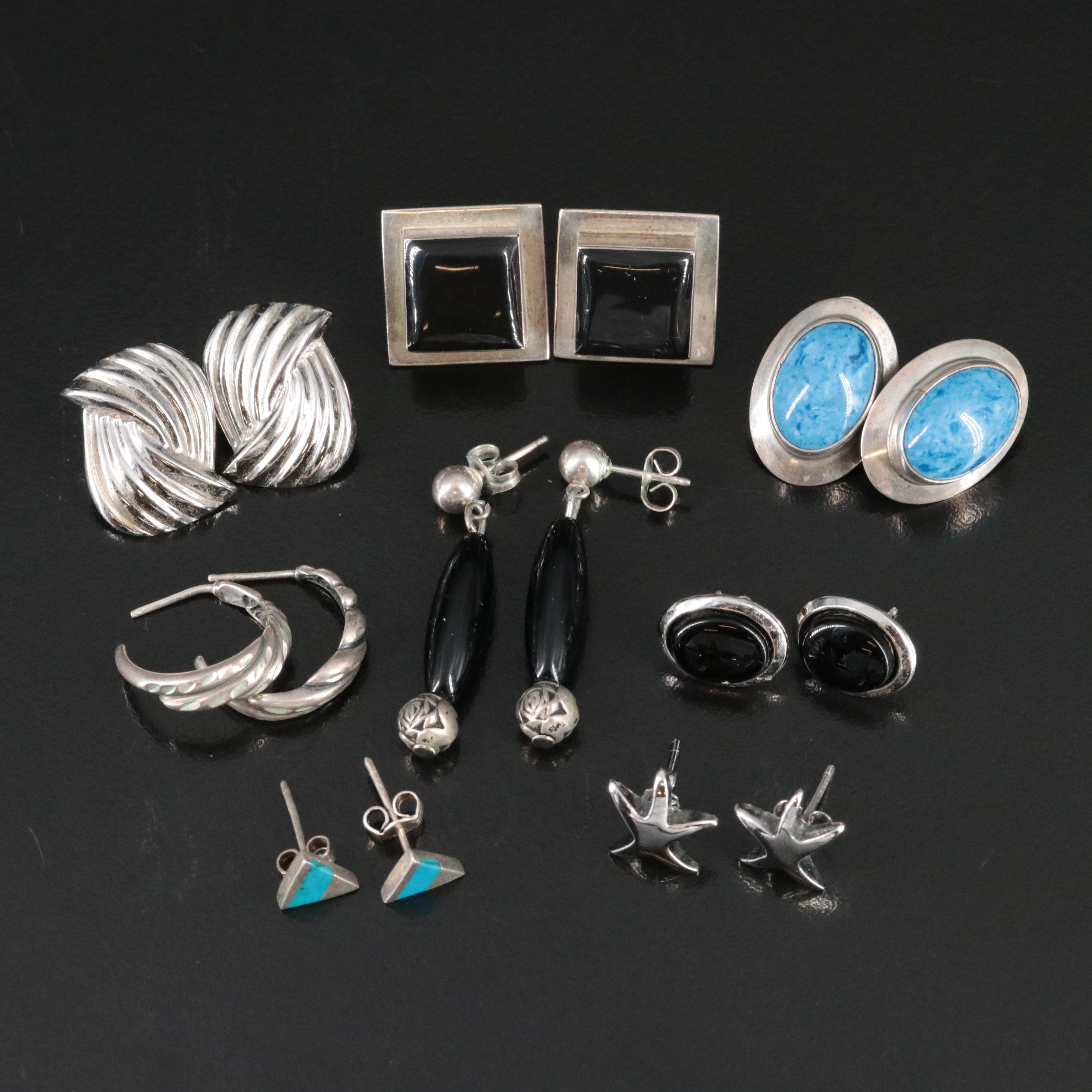 Sterling Denim, Lapis Lazuli, Turquoise and Glass Earring Collection