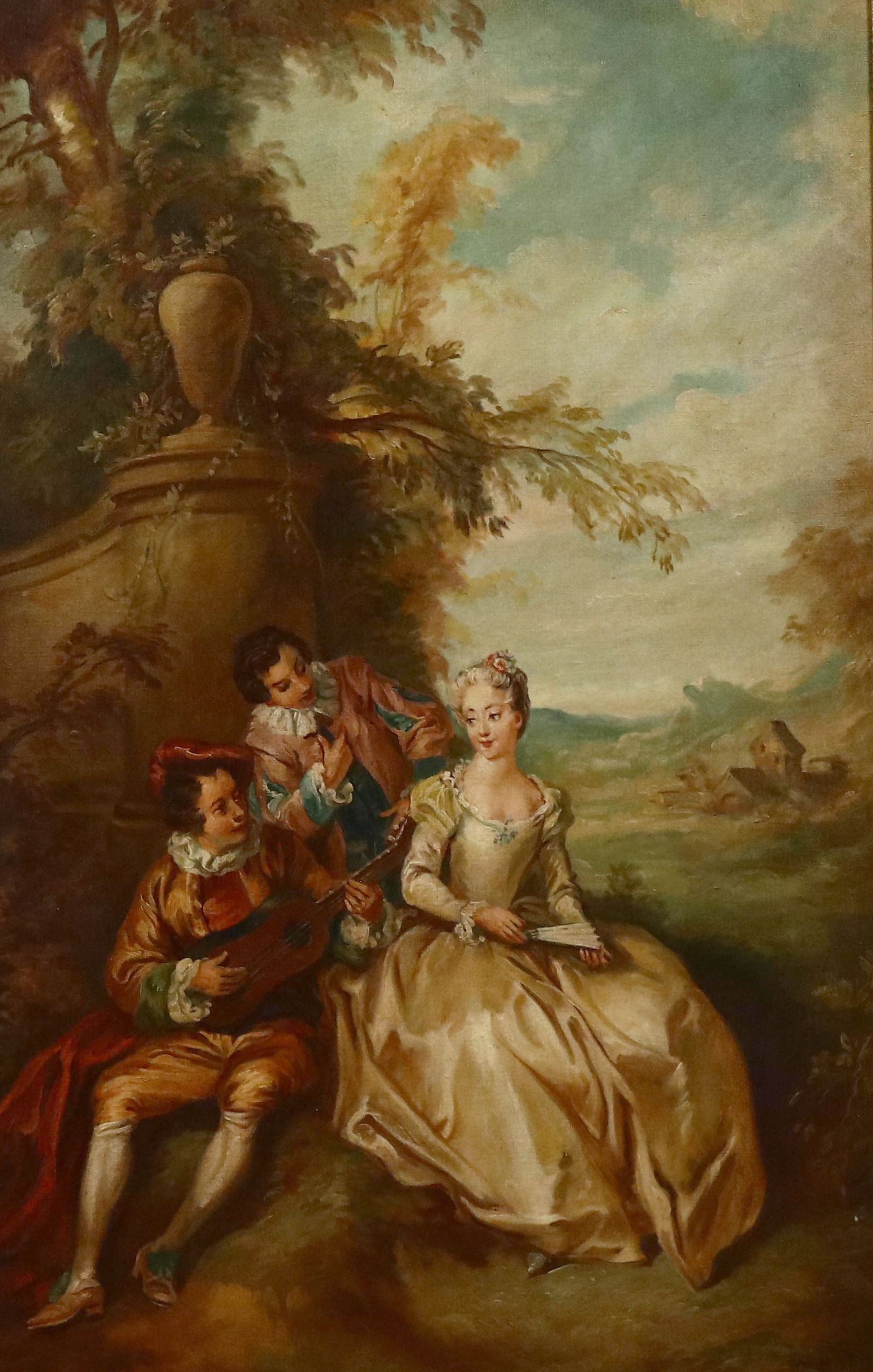 Bernard Benet Oil Painting with Serenade Scene, Mid-20th Century