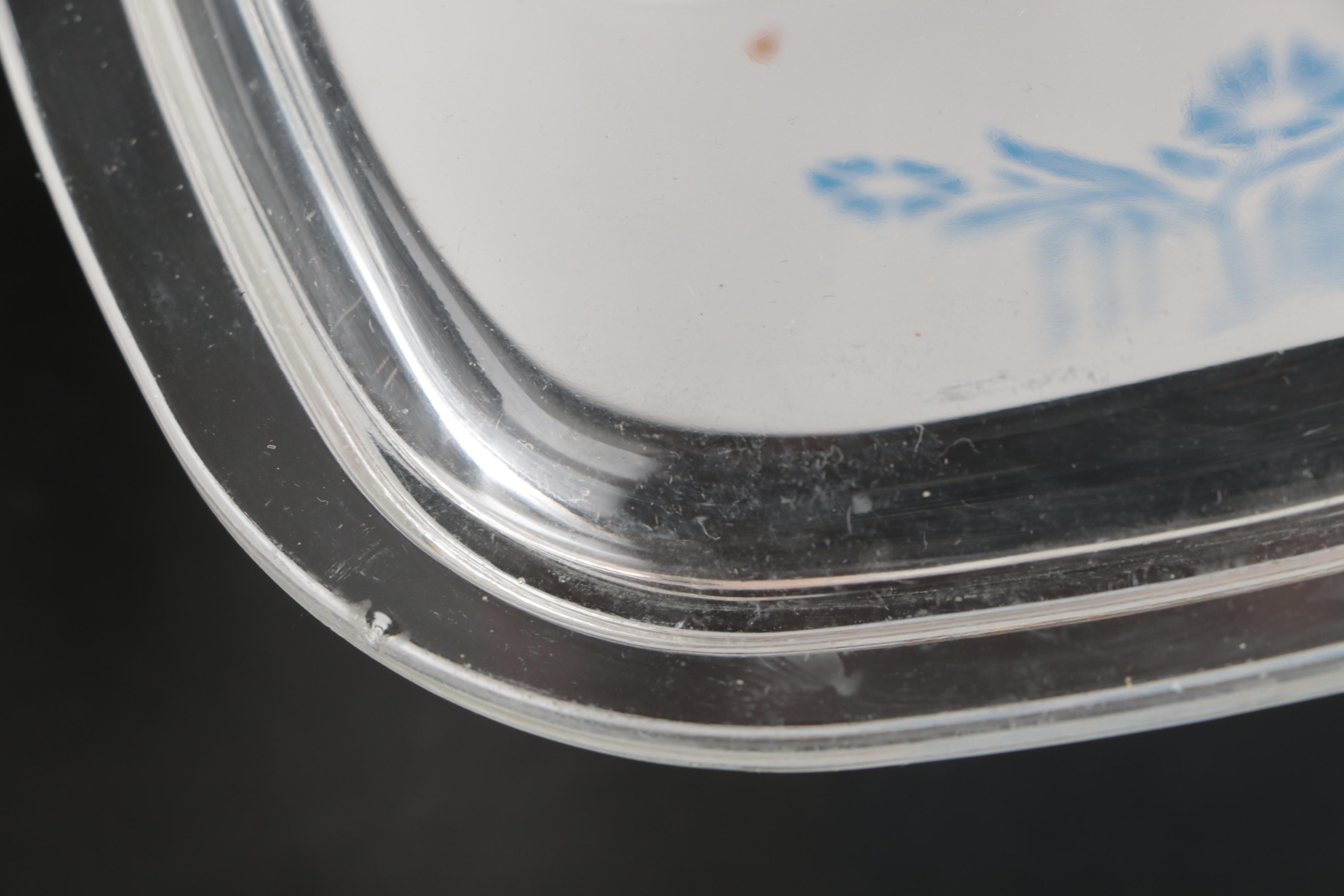 Corning Ware "Cornflower Blue" Glass Bakeware with Gemco Glass Creamer and Bowl