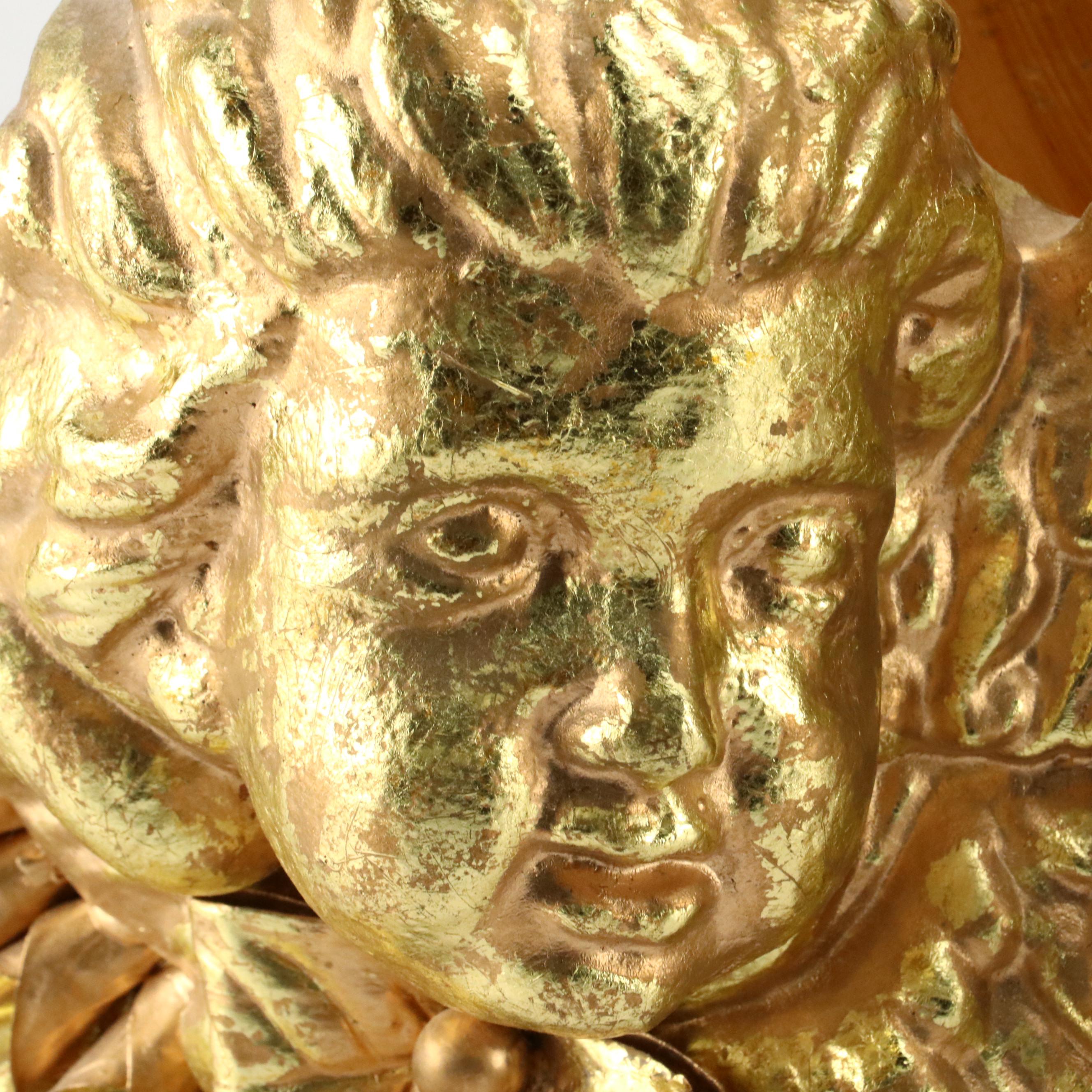 Baroque Style Plastic Tray with Gilt Plaster Angels and Candlesticks