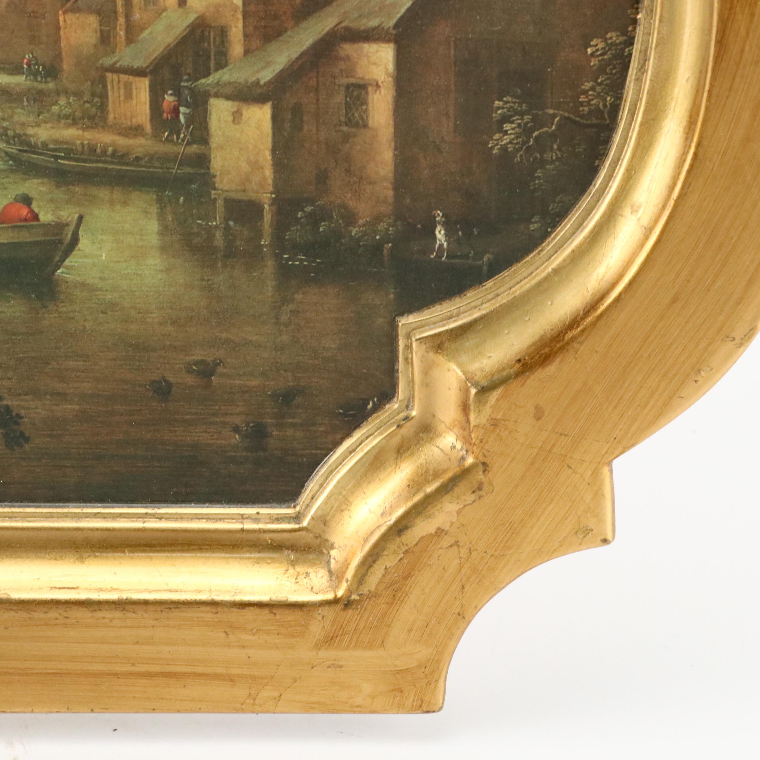 Baroque Style Plastic Tray with Gilt Plaster Angels and Candlesticks