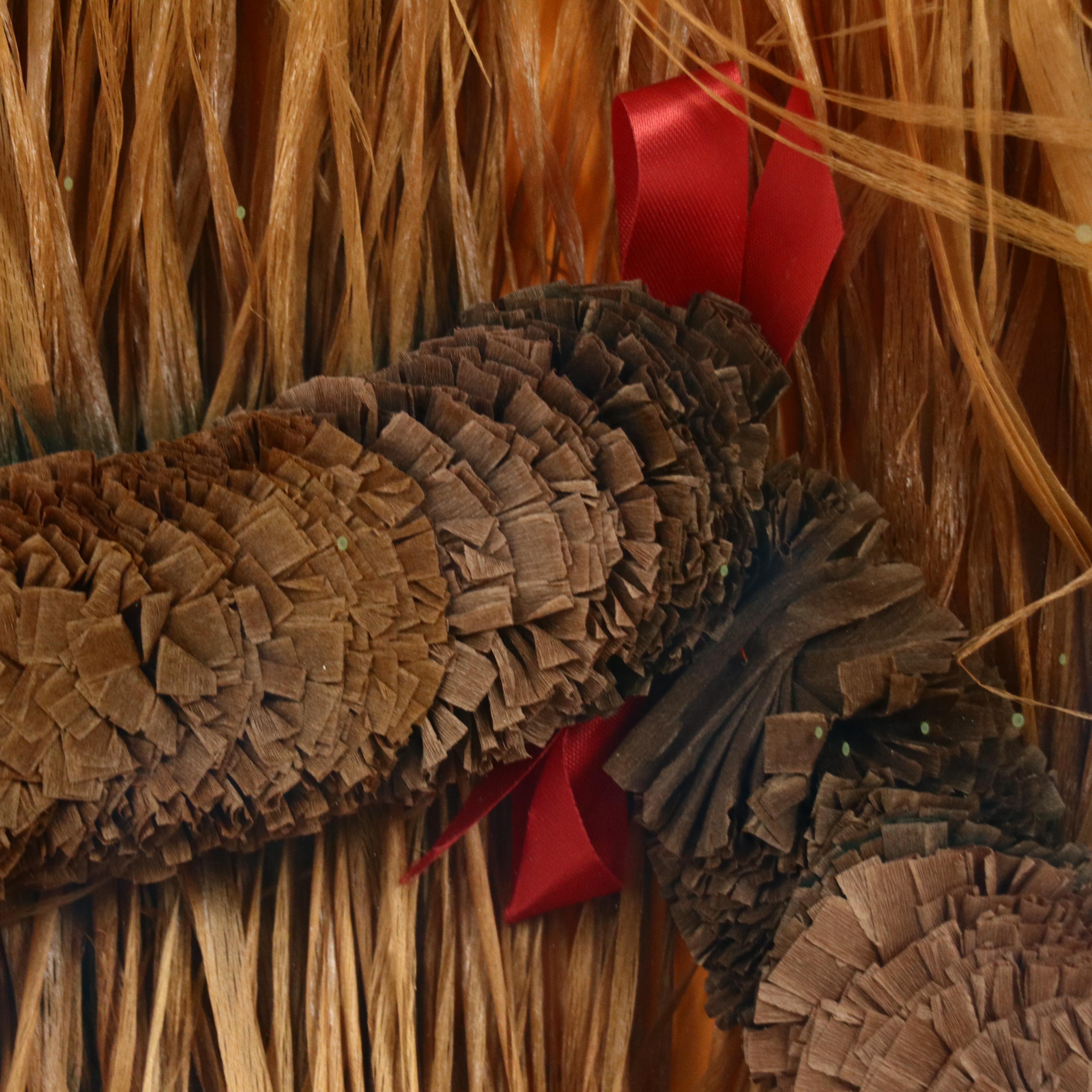 Framed Polynesian Palm Skirt and Tissue Lei, 20th Century