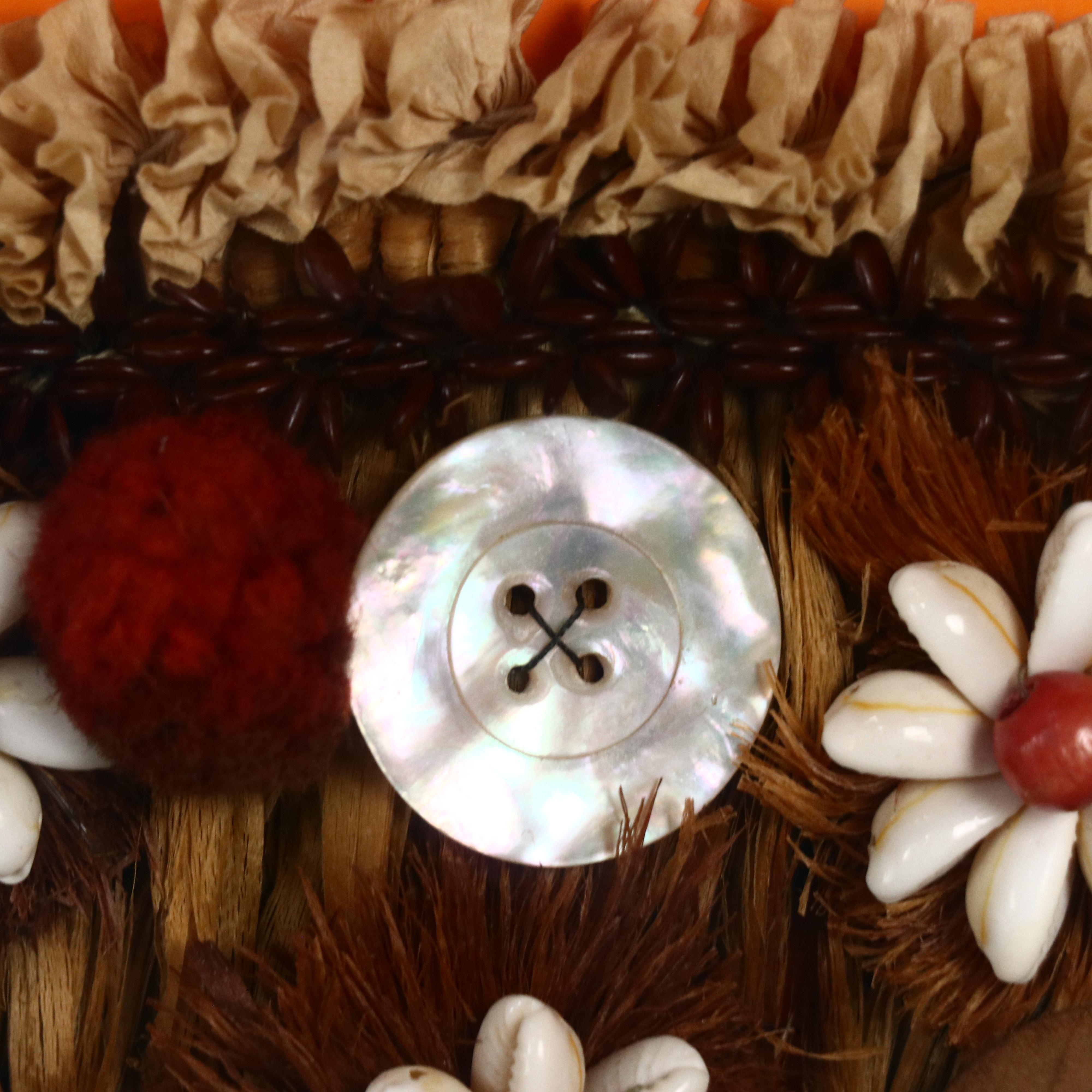 Framed Polynesian Palm Skirt and Tissue Lei, 20th Century