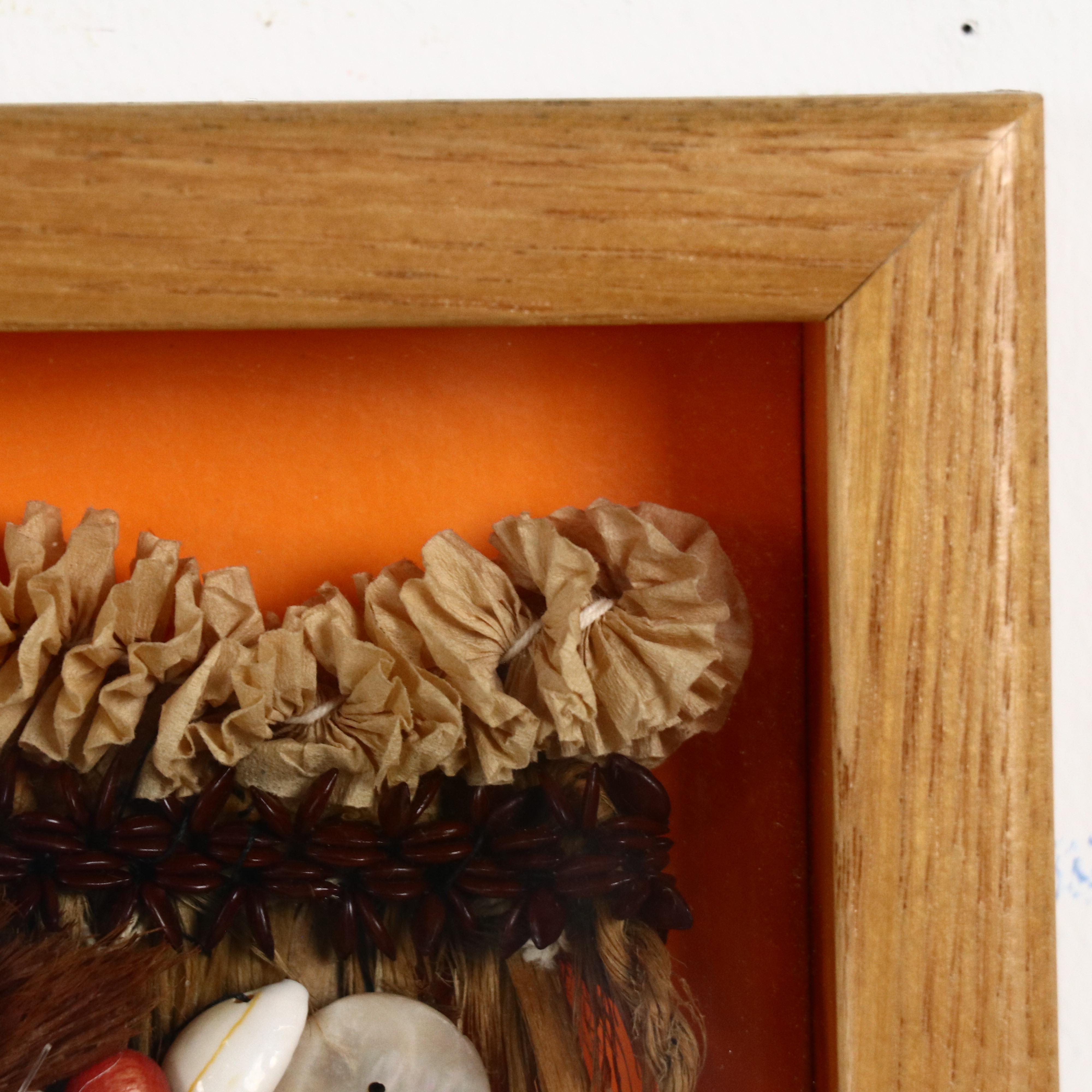 Framed Polynesian Palm Skirt and Tissue Lei, 20th Century