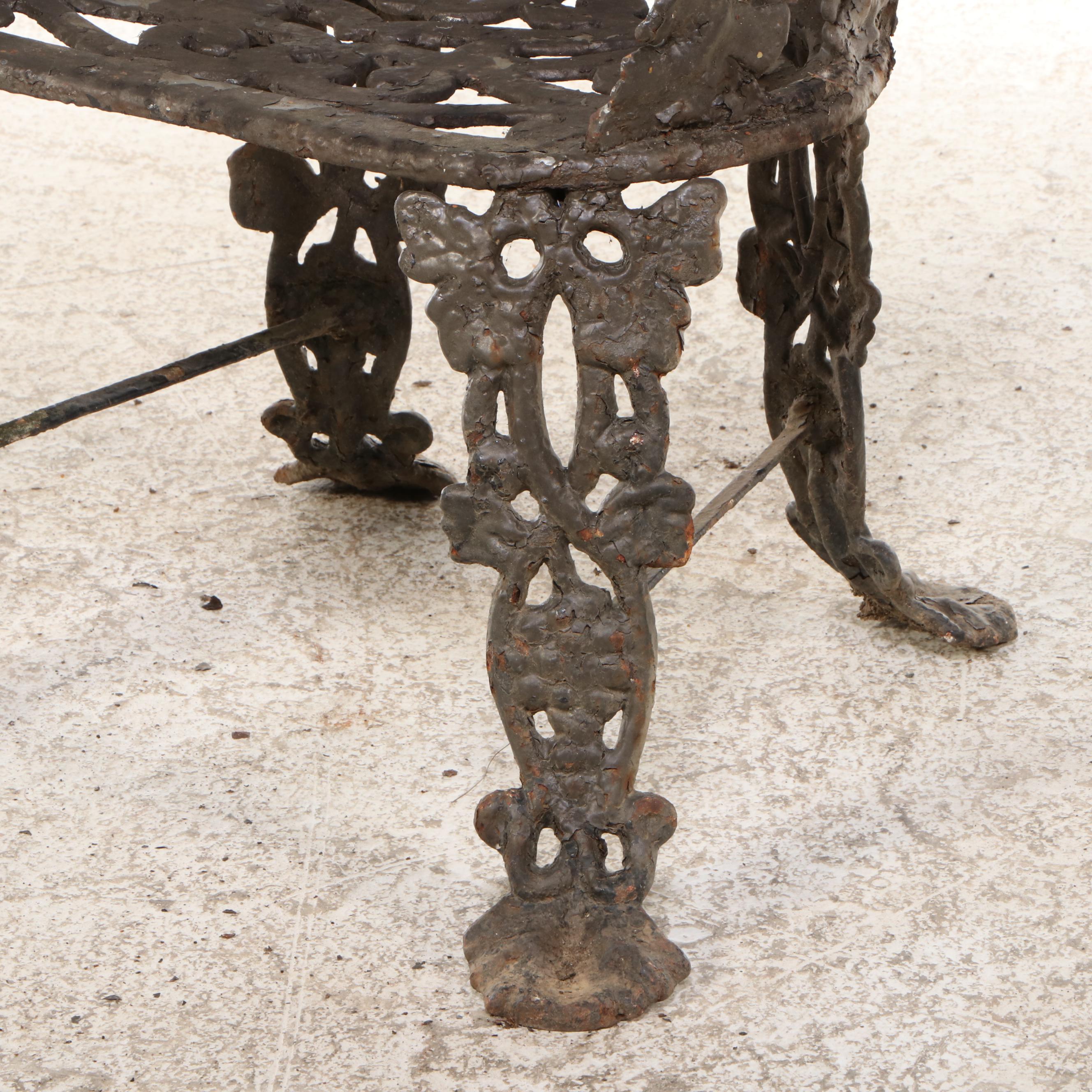 Victorian Style Painted Grape and Vine Cast Iron Chair, Early to Mid-20th C.