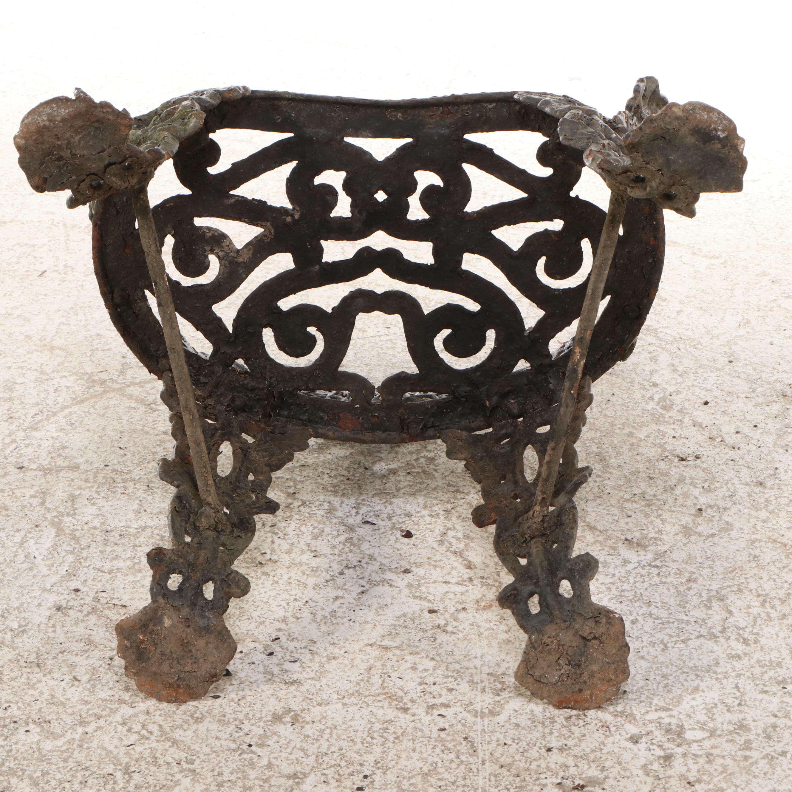 Victorian Style Painted Grape and Vine Cast Iron Chair, Early to Mid-20th C.