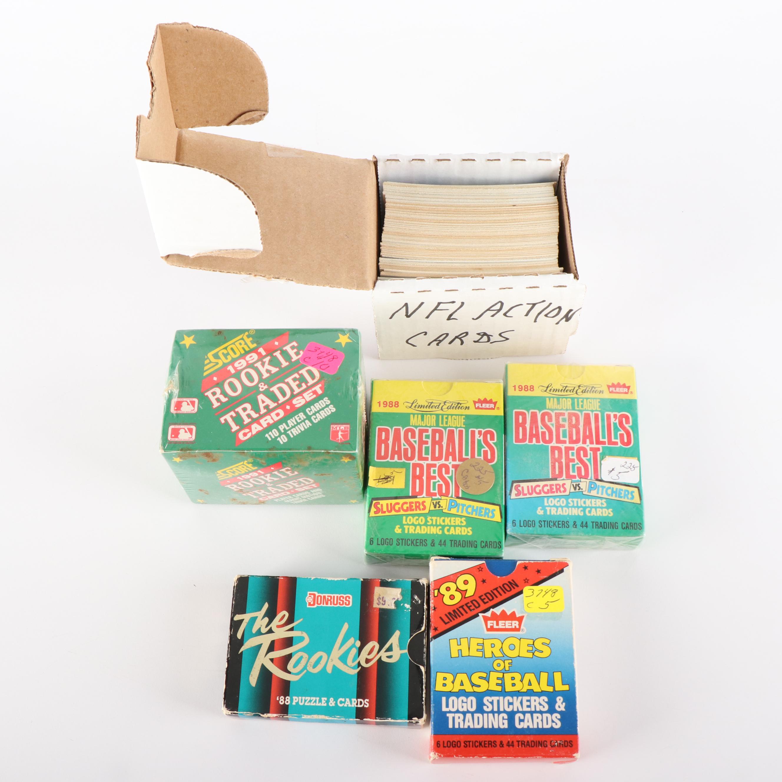 Group of Unopened Baseball and Football Card Packs and More