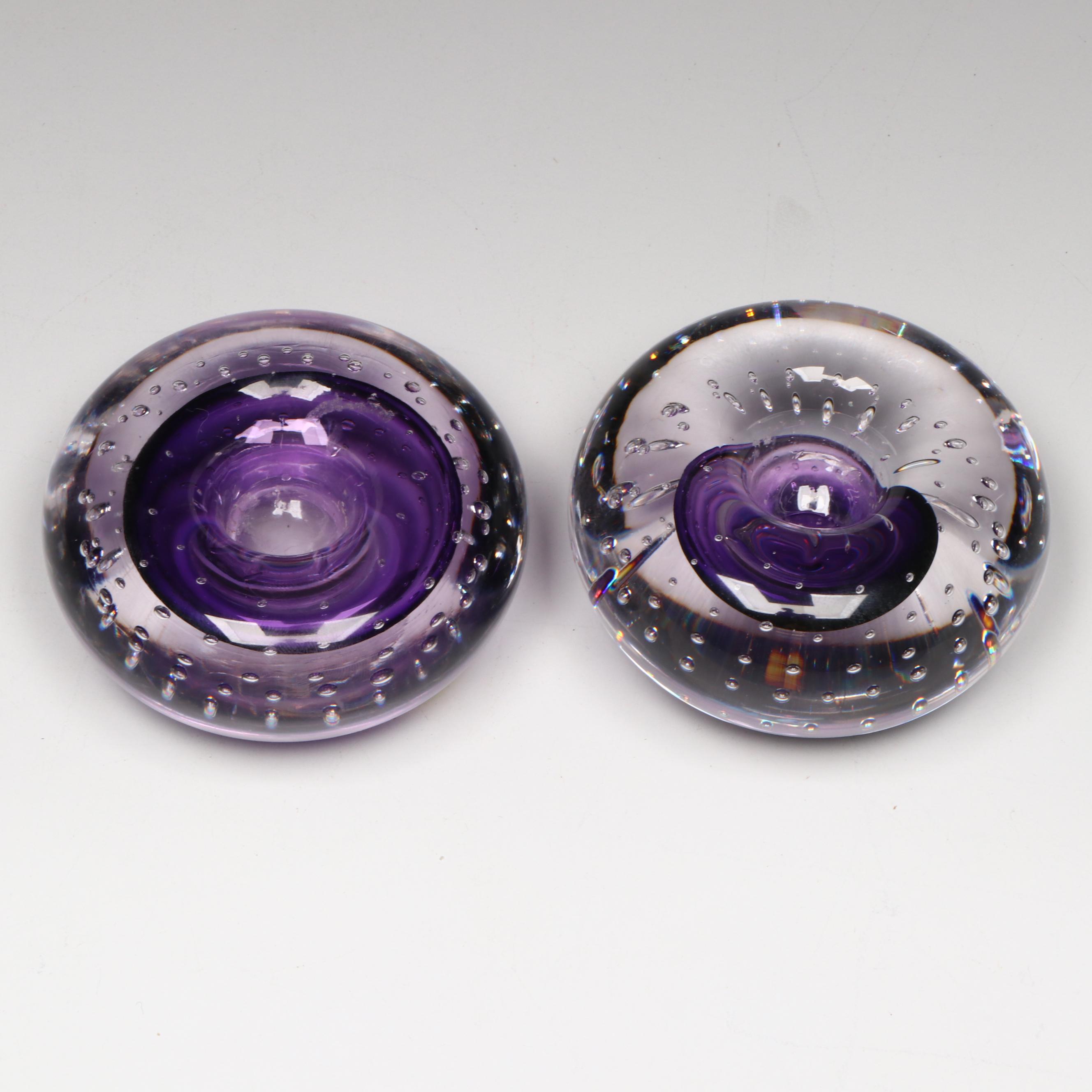 Jablonski Lead Crystal Paperweights with Art Glass Tumblers