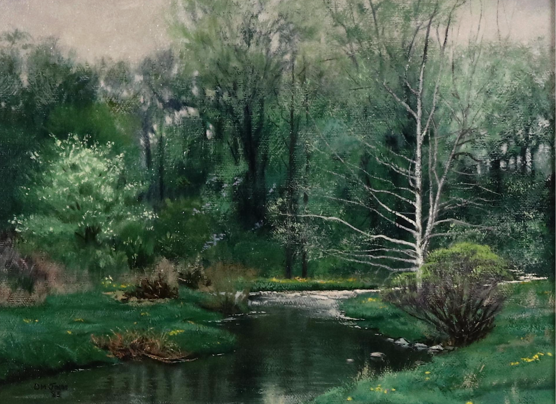 Dennis Jones Landscape Oil Painting "Morning Rain," 1985