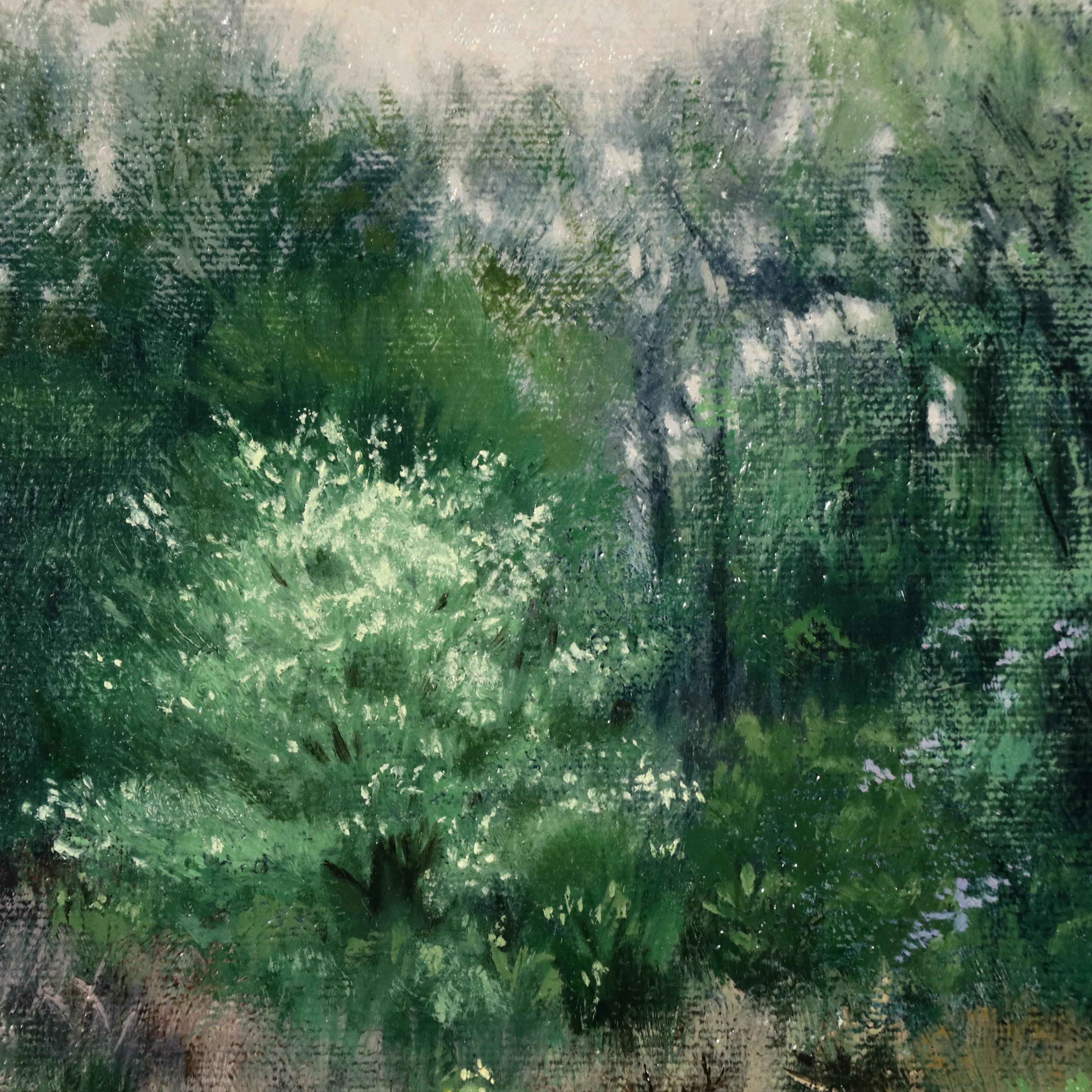 Dennis Jones Landscape Oil Painting "Morning Rain," 1985