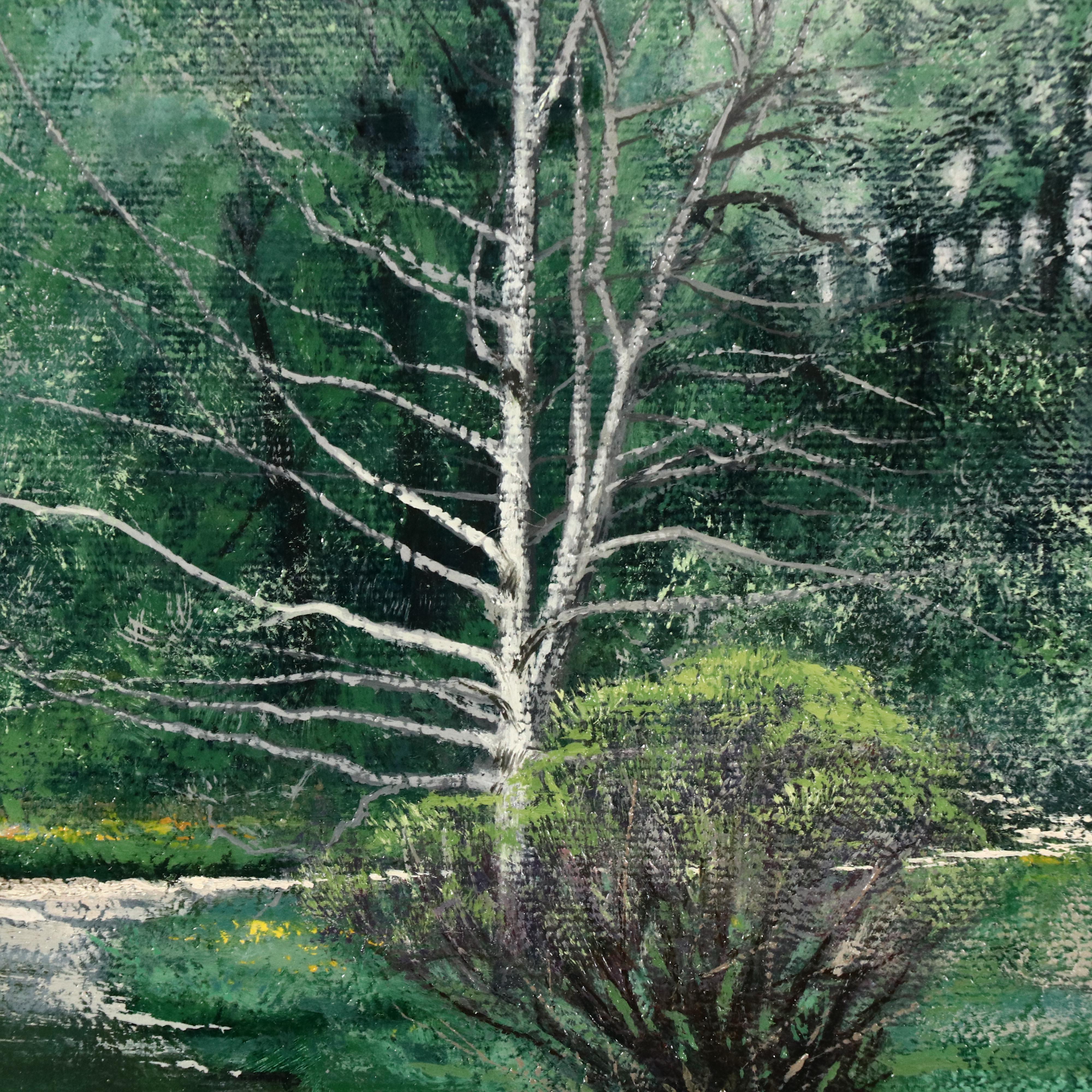 Dennis Jones Landscape Oil Painting "Morning Rain," 1985