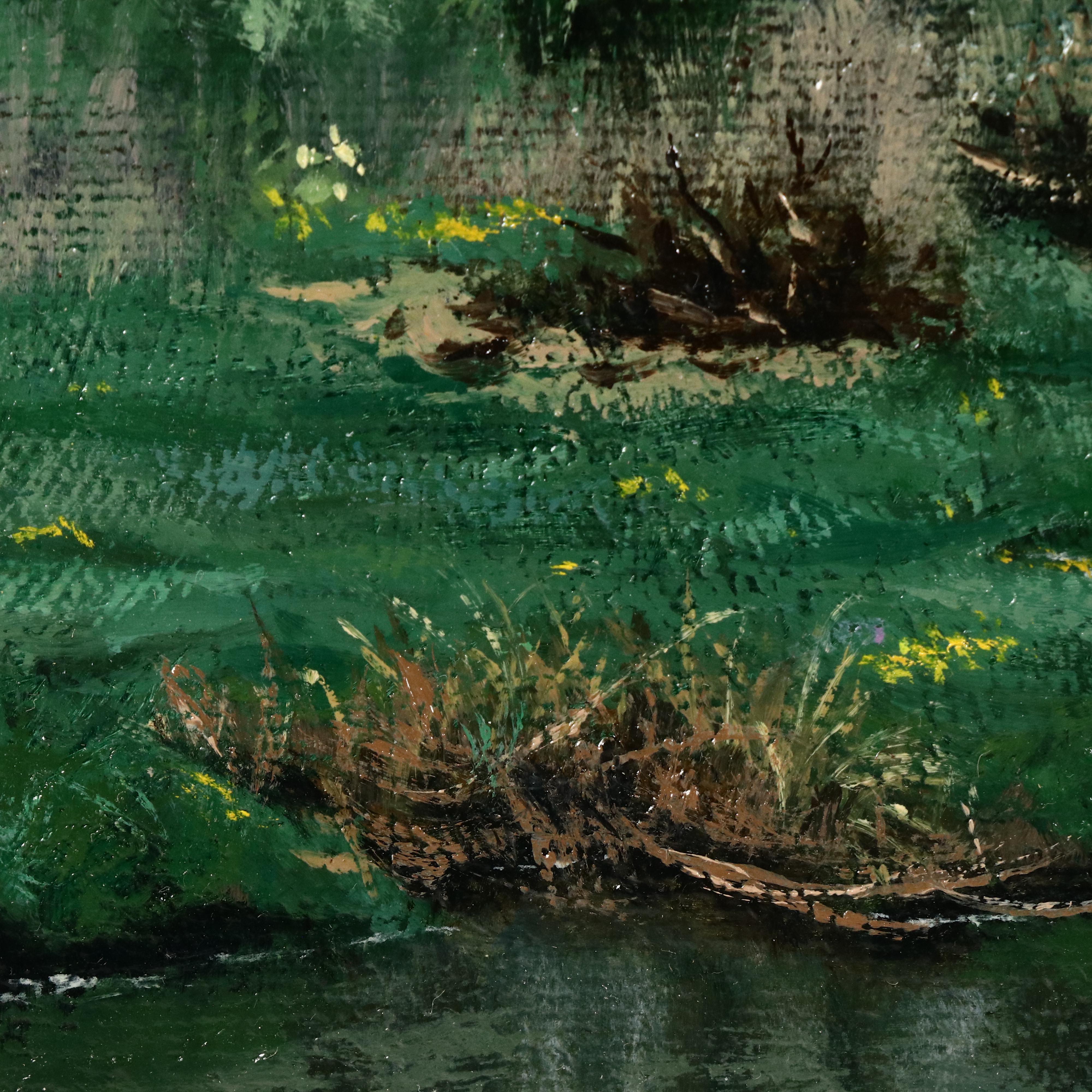 Dennis Jones Landscape Oil Painting "Morning Rain," 1985