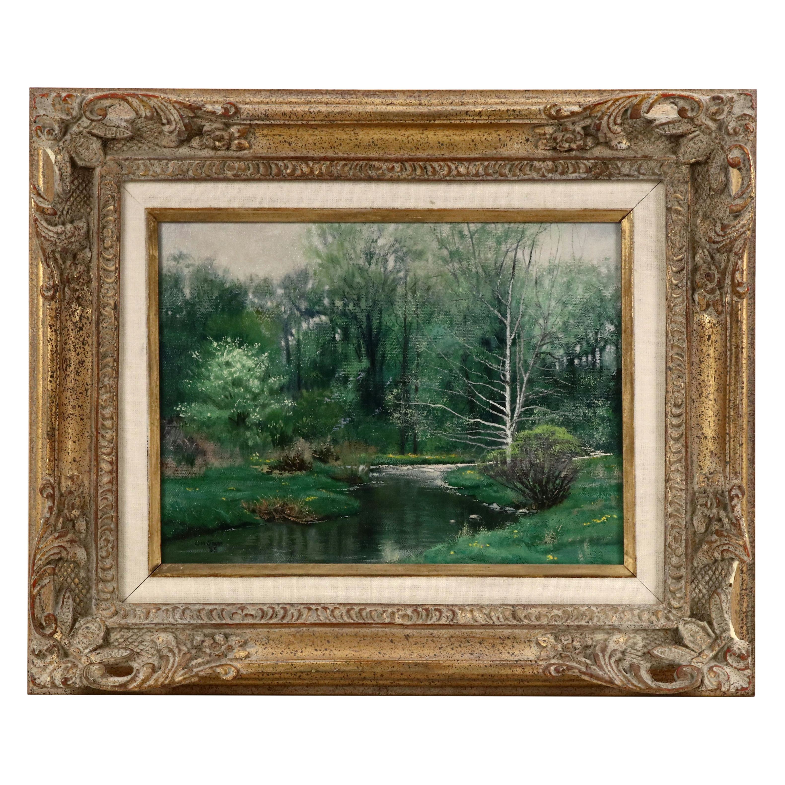 Dennis Jones Landscape Oil Painting "Morning Rain," 1985