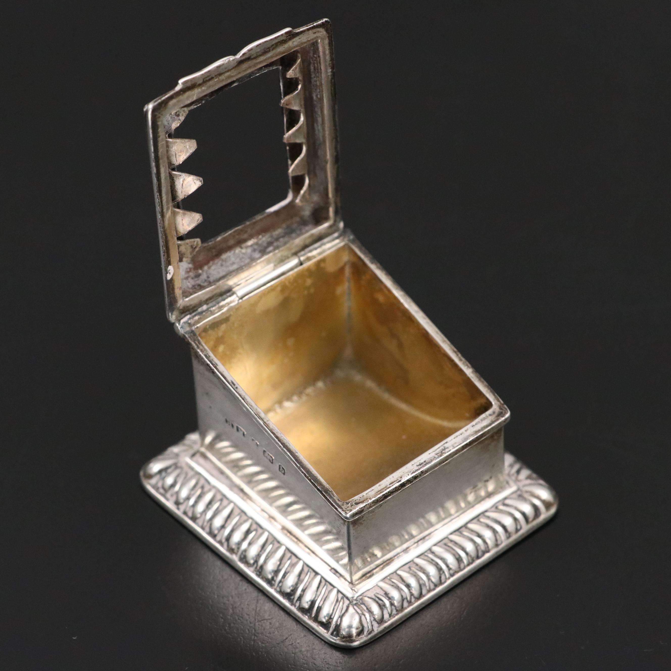 Henry Matthews English Sterling Silver Stamp Box, 1901